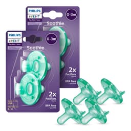 Philips Avent Soothie Orthodontic Baby Pacifiers, 100% Silicone Pacifiers, One Piece, BPA-Free, for Babies 0-3 Months, Green, 4 Pack, Model SCF190/41 4 Count (Pack of 1) Green