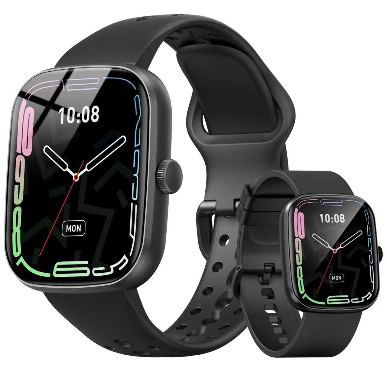 Smart Watch (Answer/Make Call), 1.96" SmartWatches for Men Women with Heart Rate/Activity Tracking, Fitness Tracker Watch with IP68 Waterproof/Pedometer, Smart Watch for Android/iPhone Compatible Black