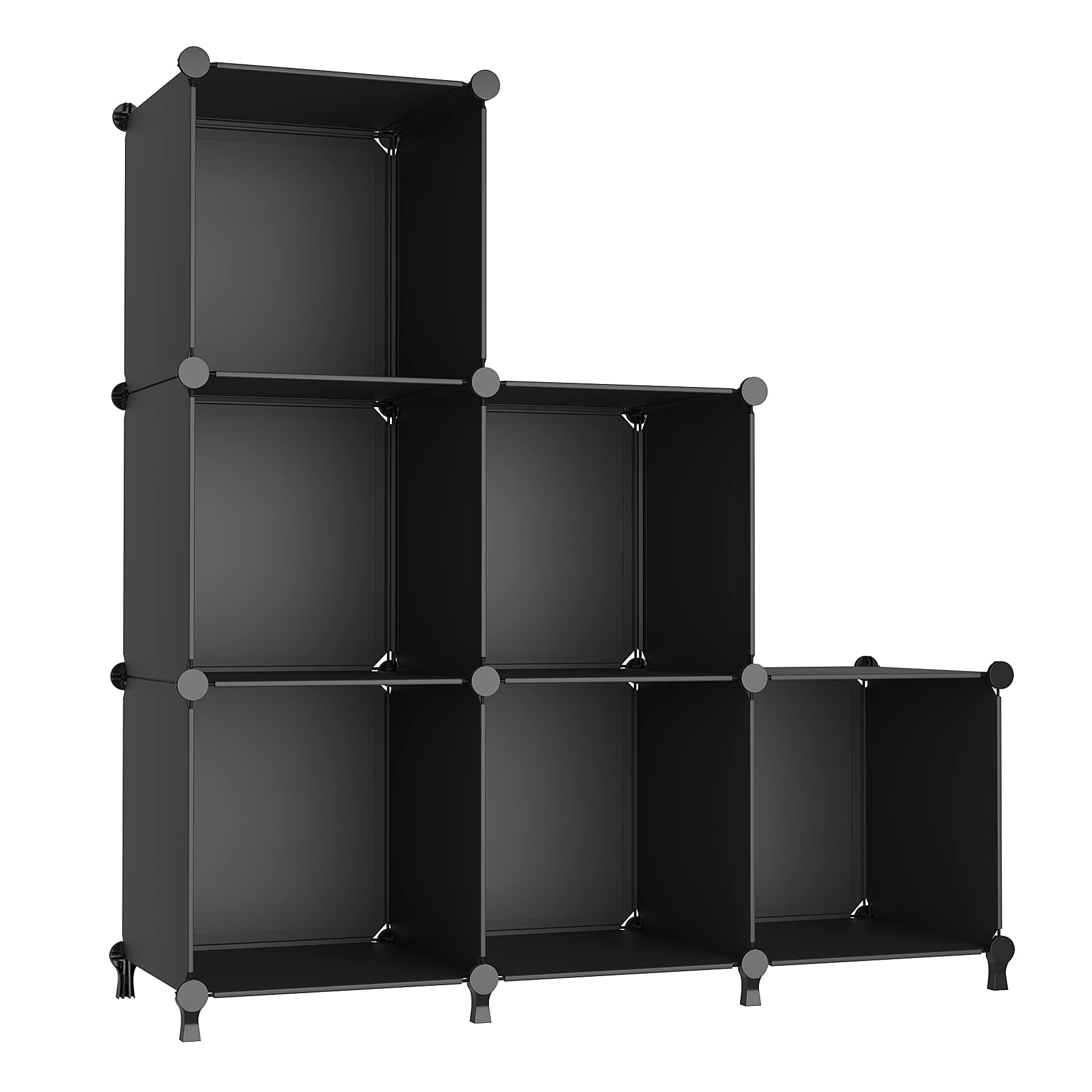 AWTATOS Cube Storage Organizer, Storage Cubes Shelves Bookshelf, 6 Cube Closet Organizers and Storage, DIY Stackable Plastic Clothes Organizer Shelving for Bedroom, Home, Black