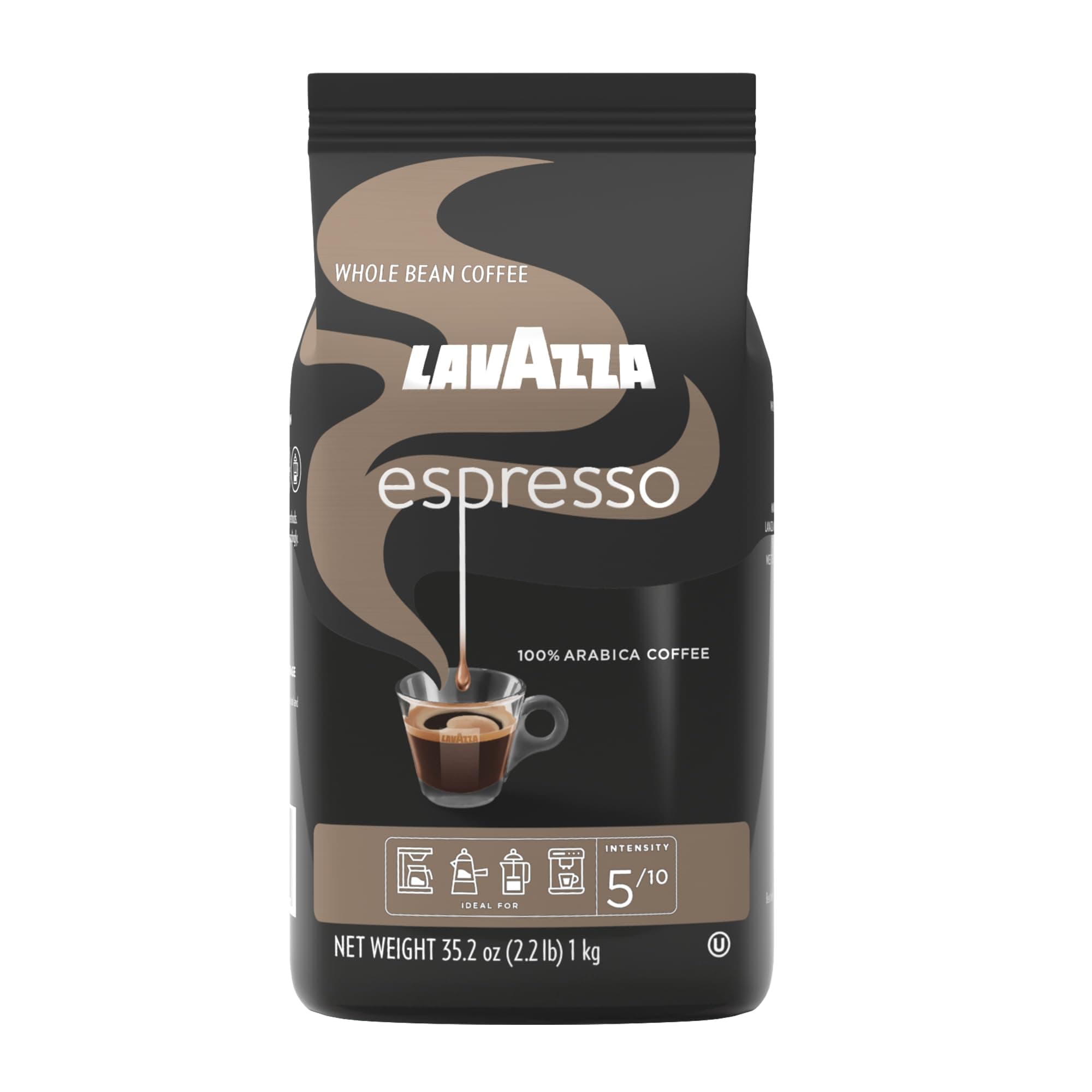 Lavazza Espresso Whole Bean Coffee, Medium Roast, 100% Arabica, 2.2 lb Bag (Pack of 1) Espresso 35.27 Ounce (Pack of 1)