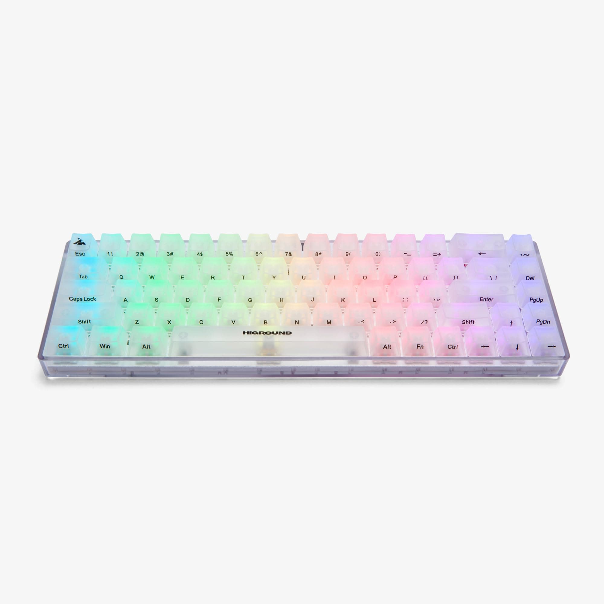 Higround Crystal Opal Basecamp 65% Mechanical USB Wired Gaming Keyboard, White Flame Switches, Programable RGB, Transparent/Translucent, Hot-Swappable, Deep Thock Creamy Sounding PC Keyboard OPAL - White Flame Switch