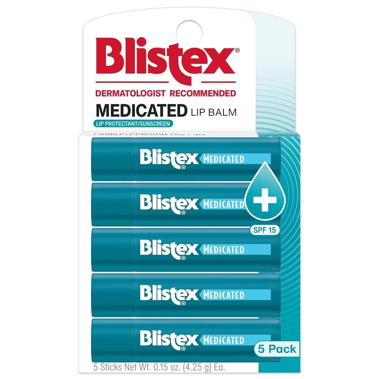 Blistex Medicated Lip Balm, 5 Count, 0.15 Ounce Each, Soothes and Protects, Advanced Medicated Lip Care for Dry, Chapped Lips, SPF 15 Hydrating Lip Balm Stocking Stuffers for Women & Men Original 0.15 Ounce (Pack of 5)