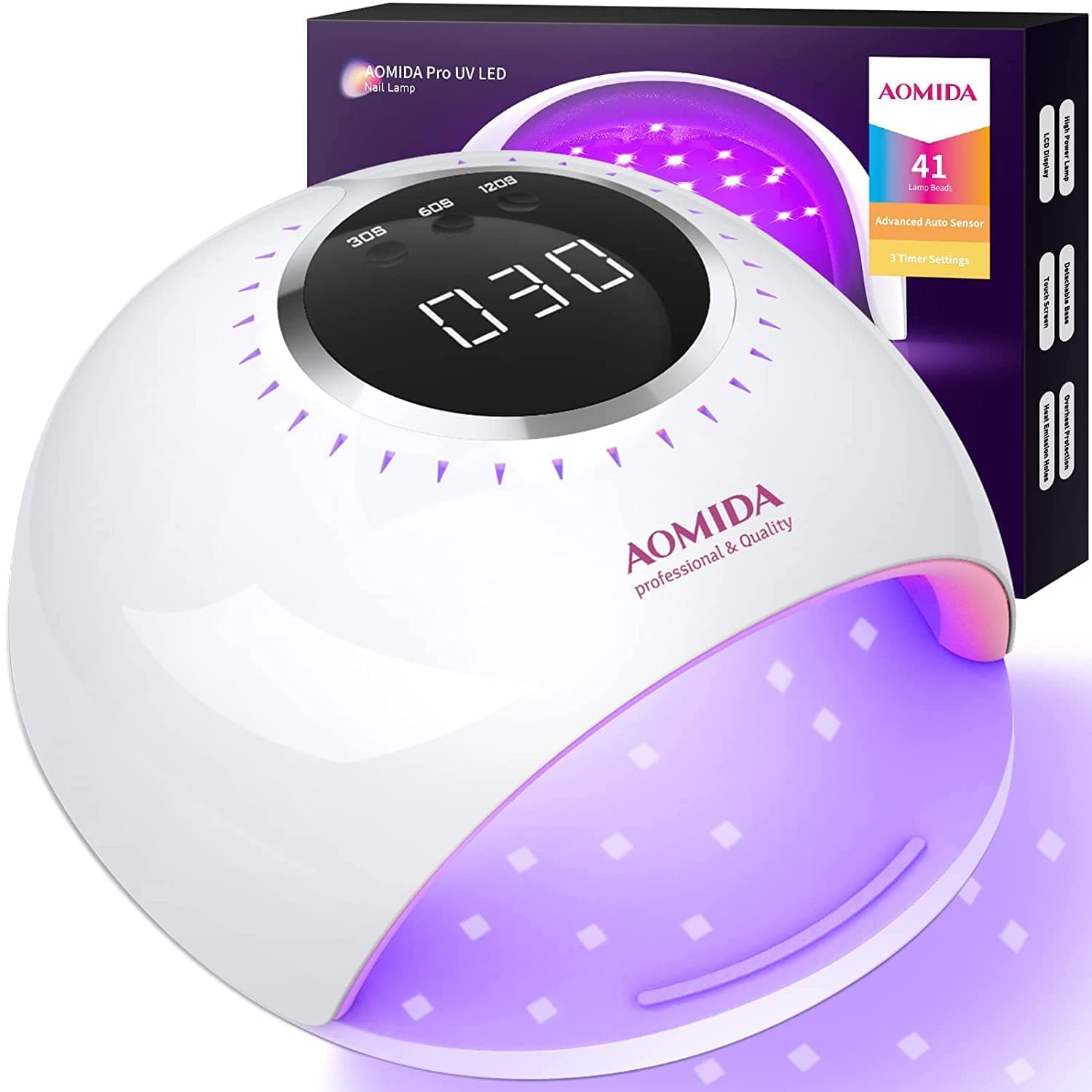 82W UV Nail Lamp, Fast Curing Gel Nail Polish with 3 Timers and LCD Display,Professional LED Nail Dryers with Auto Sensor