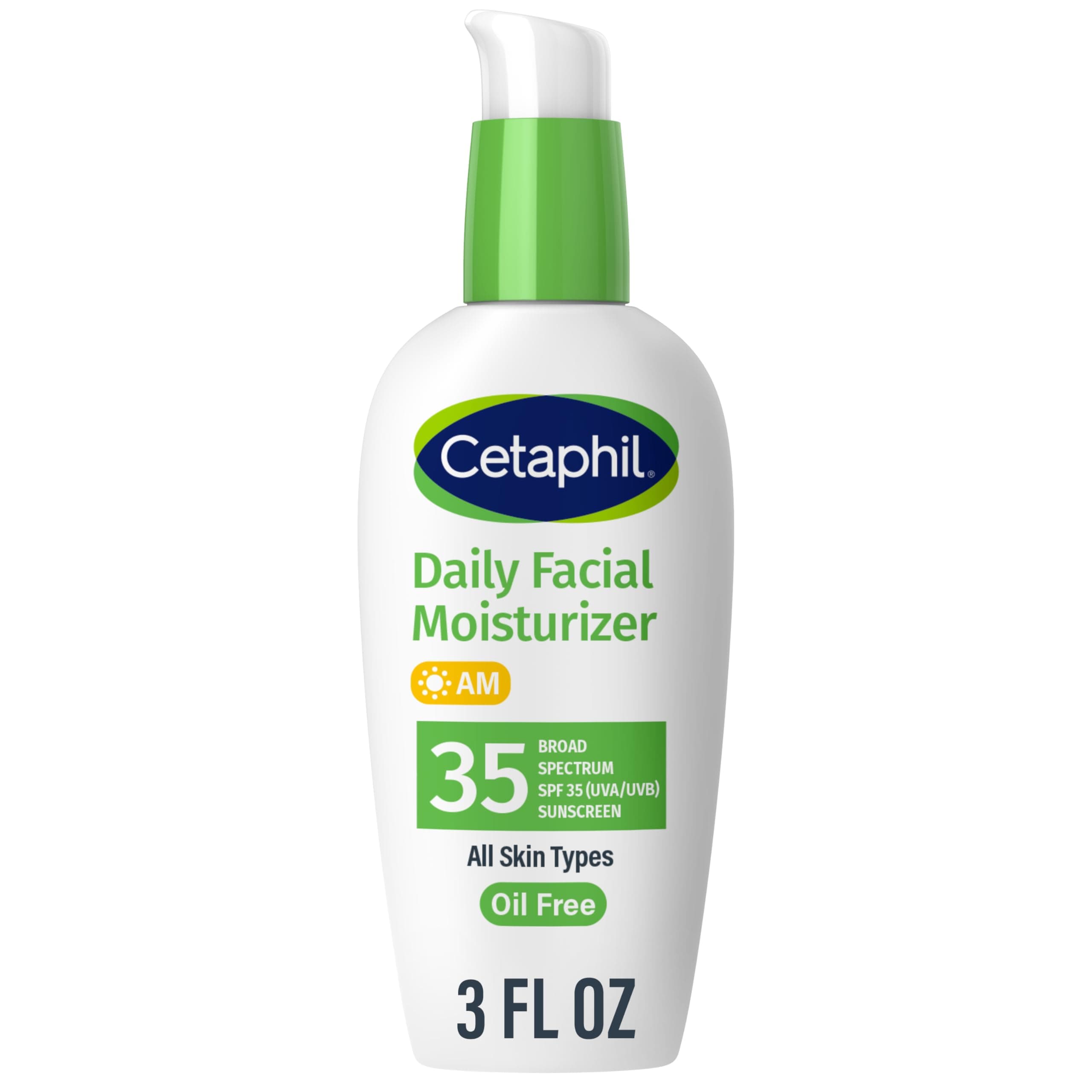 Cetaphil Face Moisturizer, Daily Oil Free Facial Moisturizer with SPF 35, For Dry or Oily Combination Sensitive Skin, Fragrance Free Face Lotion NEW, 3oz