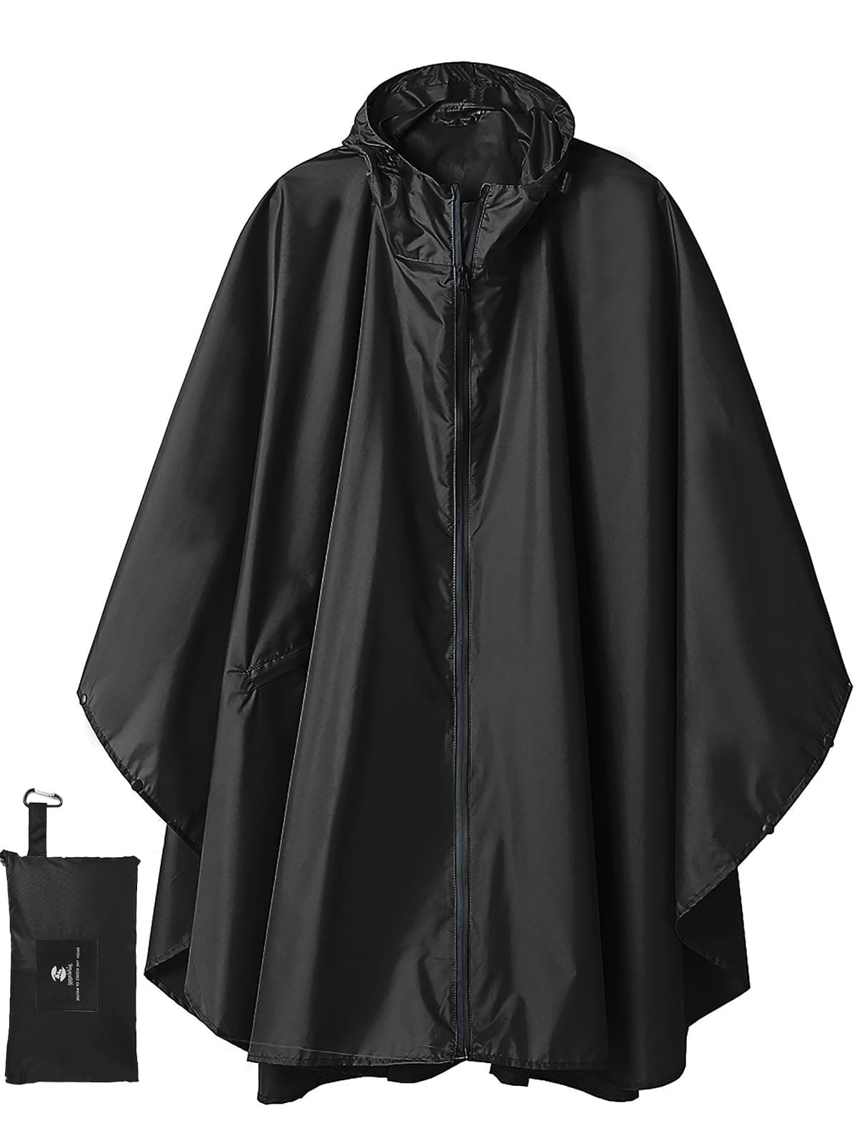 SaphiRose Unisex Rain Poncho Waterproof Raincoat Hooded for Adults Women with Pockets One Size Black