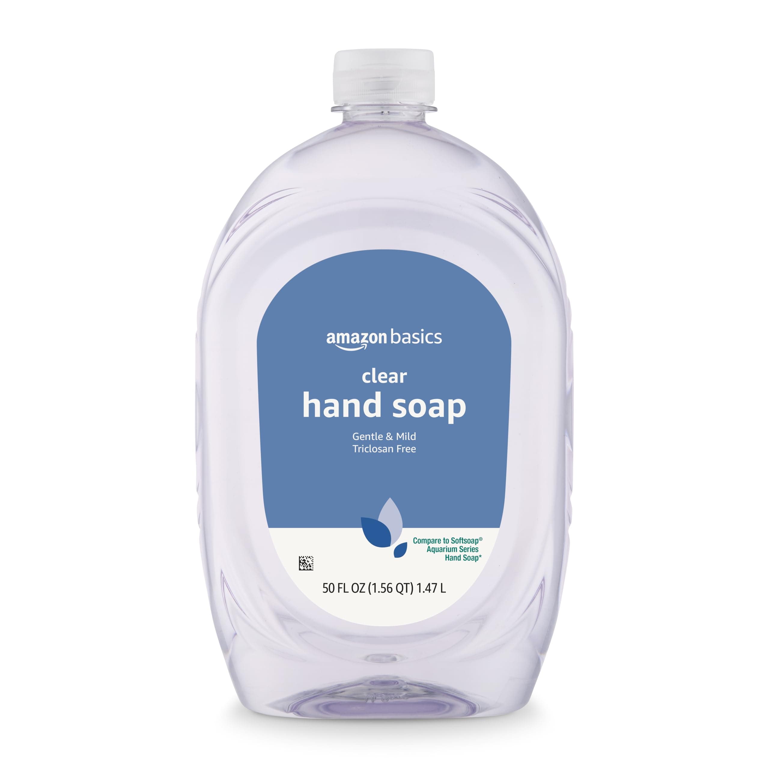 Amazon Basics Gentle & Mild Clear Liquid Hand Soap Refill, Triclosan-free, 50 Fluid Ounces, 1-Pack (Previously Solimo) 50 Fl Oz (Pack of 1)