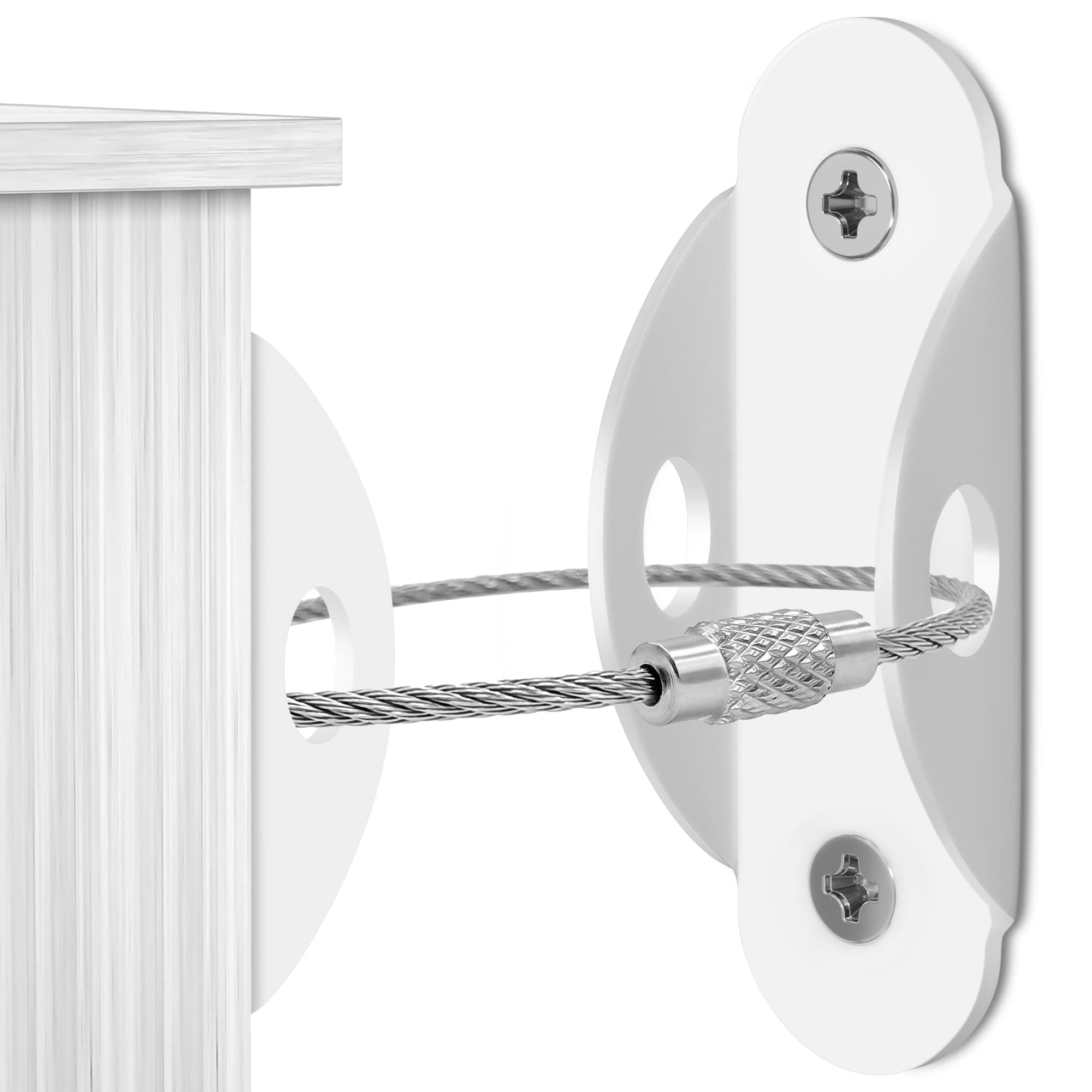 4our Kiddies 10 Pack Furniture Anchors for Baby Proofing, Anti Tip Furniture Wall Anchors, Secure 400 Pounds Cabinet, Bookcase, Dresser to Wall, Earthquake Furniture Straps for Child Safety 10 pack White