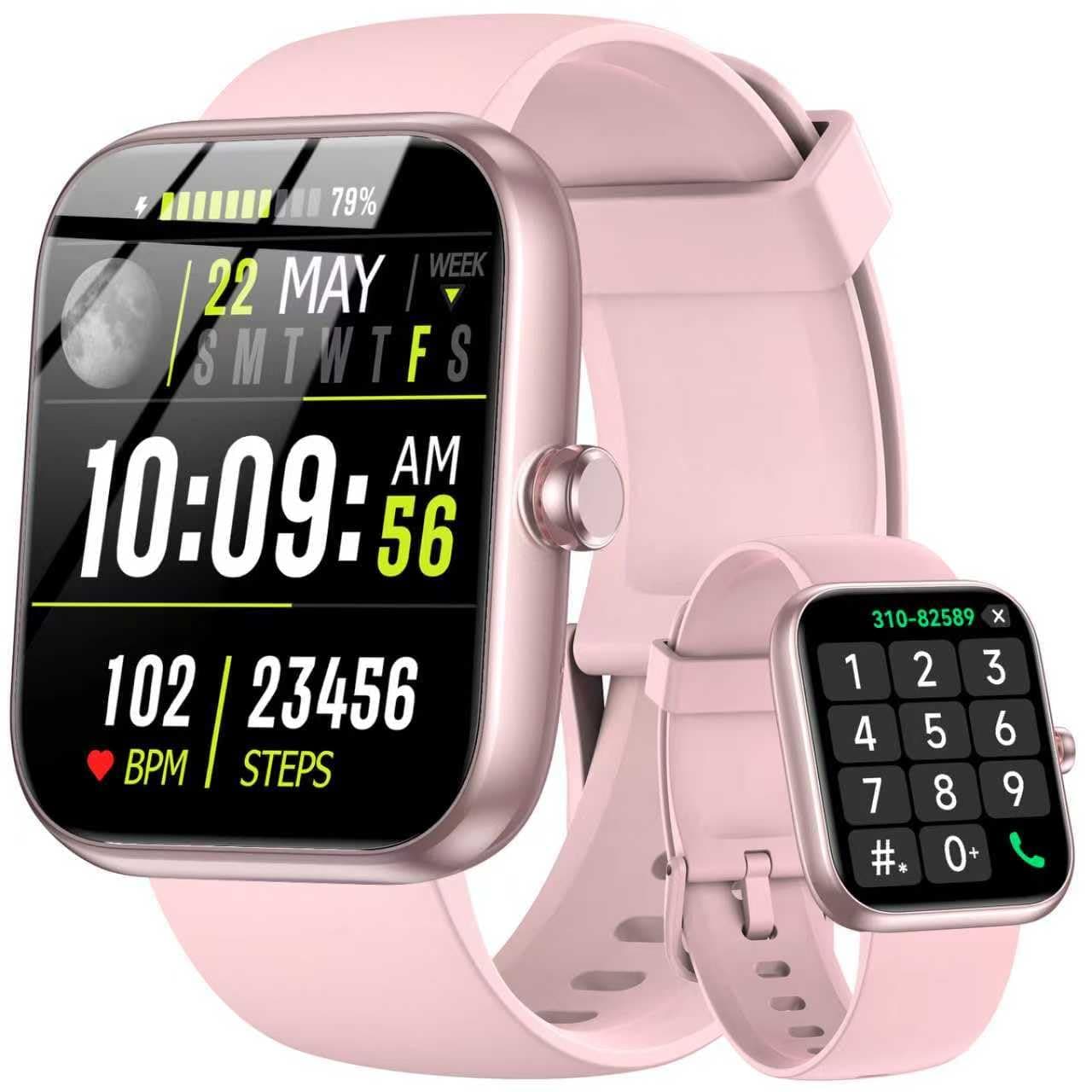 Smart Watch with Alexa Built-in, 1.83" HD Touchscreen & Fitness Tracker with Message Call Function, 24/7 Heart Rate/Sleep Monitor, 120+ Sport Modes, IP68 Waterproof, for Android iPhone (Pink)