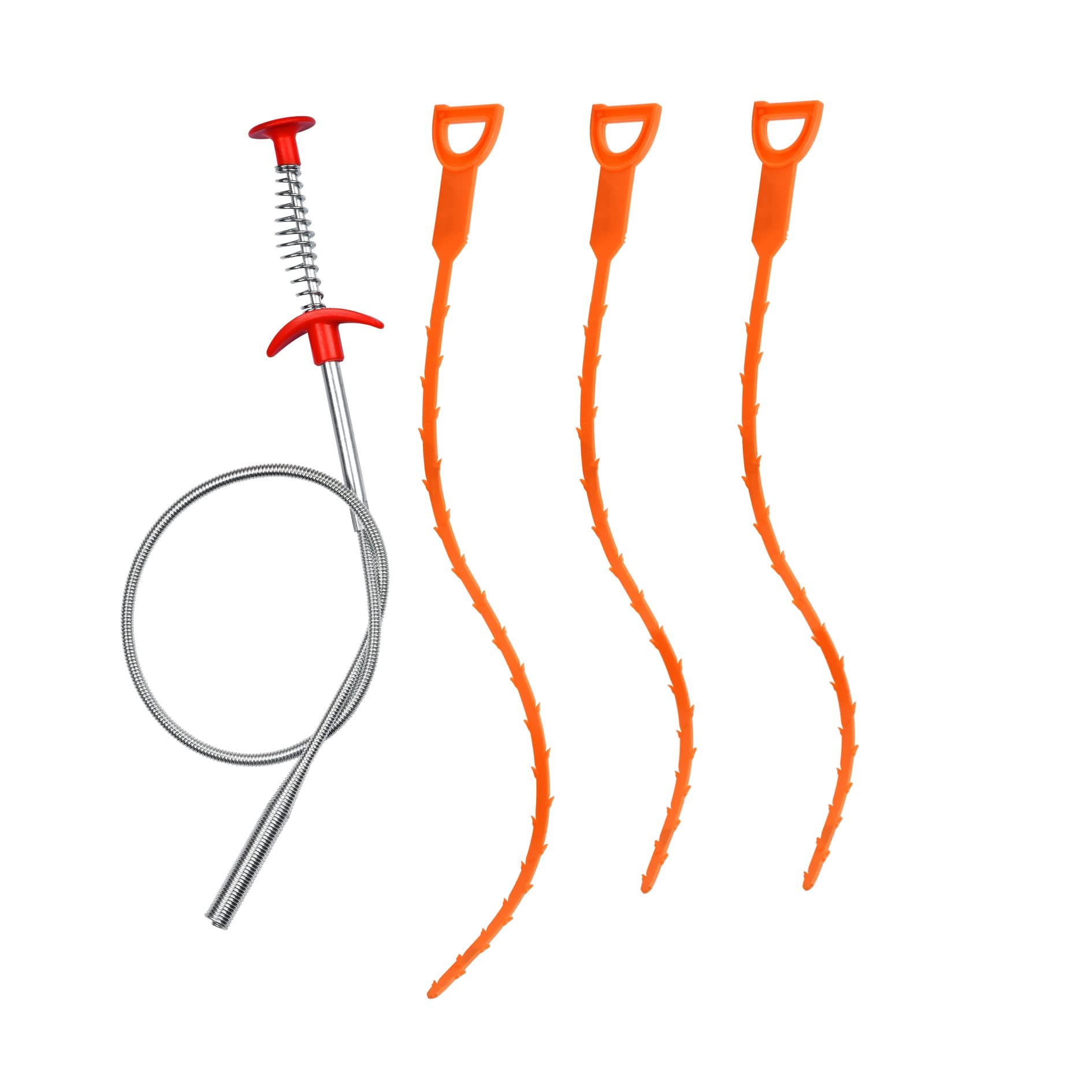 4PCS Drain Augers Hair Drain Clog Remover, Bendable Cleaner, for Kitchen Catcher, Sink, Sewer Cleaning Tool