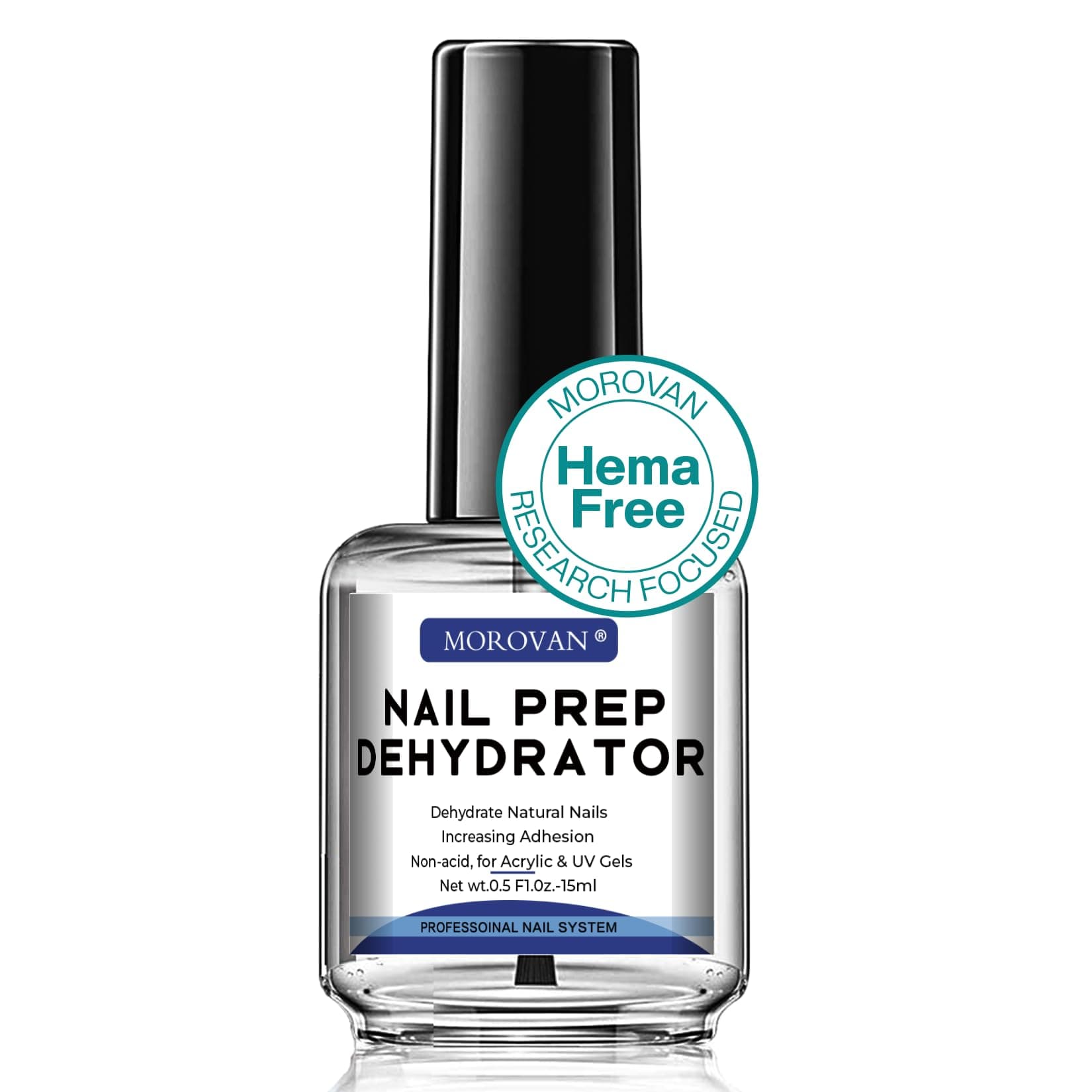 Morovan Acid Free Professional Nail Dehydrator Prep for UV Gel Polish Acrylic Nails Fast Dry Natural Nail Primer Base Varnish Manicure Bonder 0.5 oz 0.5 Fl Oz (Pack of 1)
