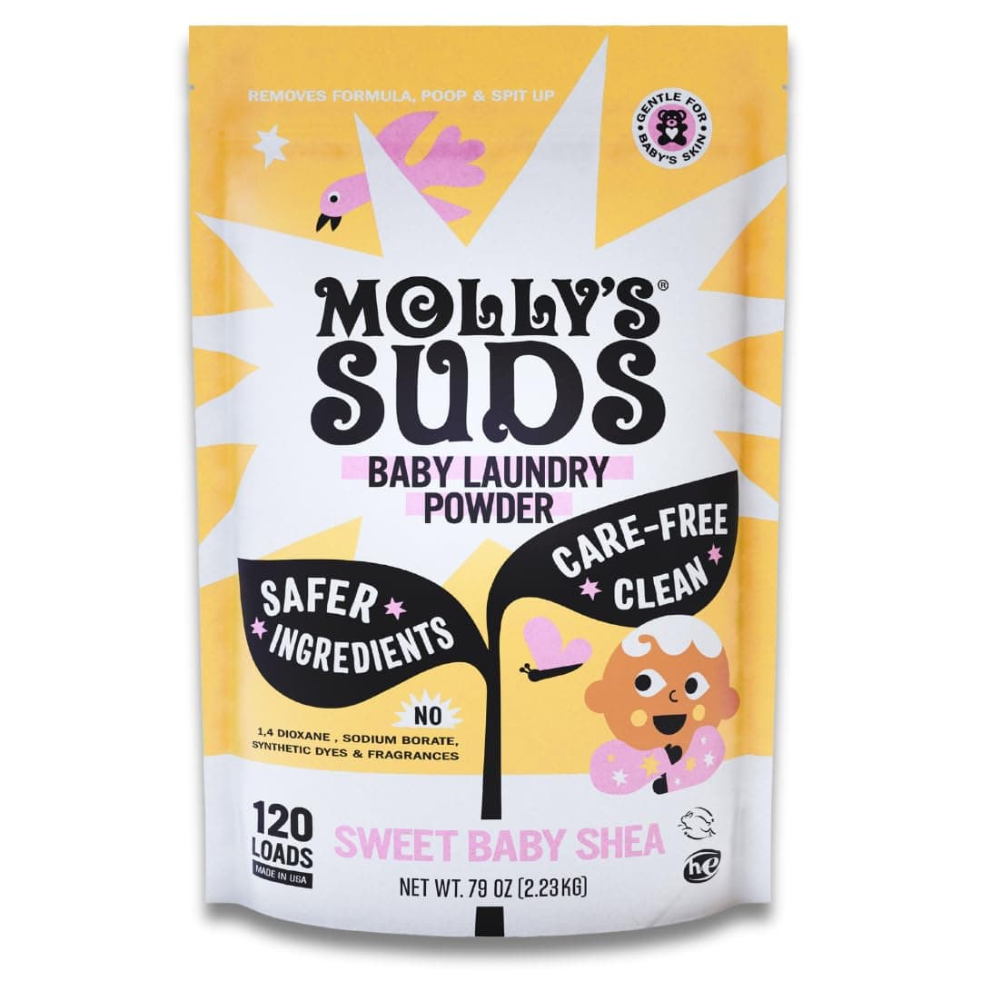 Molly's Suds Baby Laundry Detergent Powder | Removes Formula, Poop & Spit-Up Stains | Extra Gentle for Newborns (Sweet Baby Shea) Sweet Baby Shea 79 Ounce (Pack of 1)