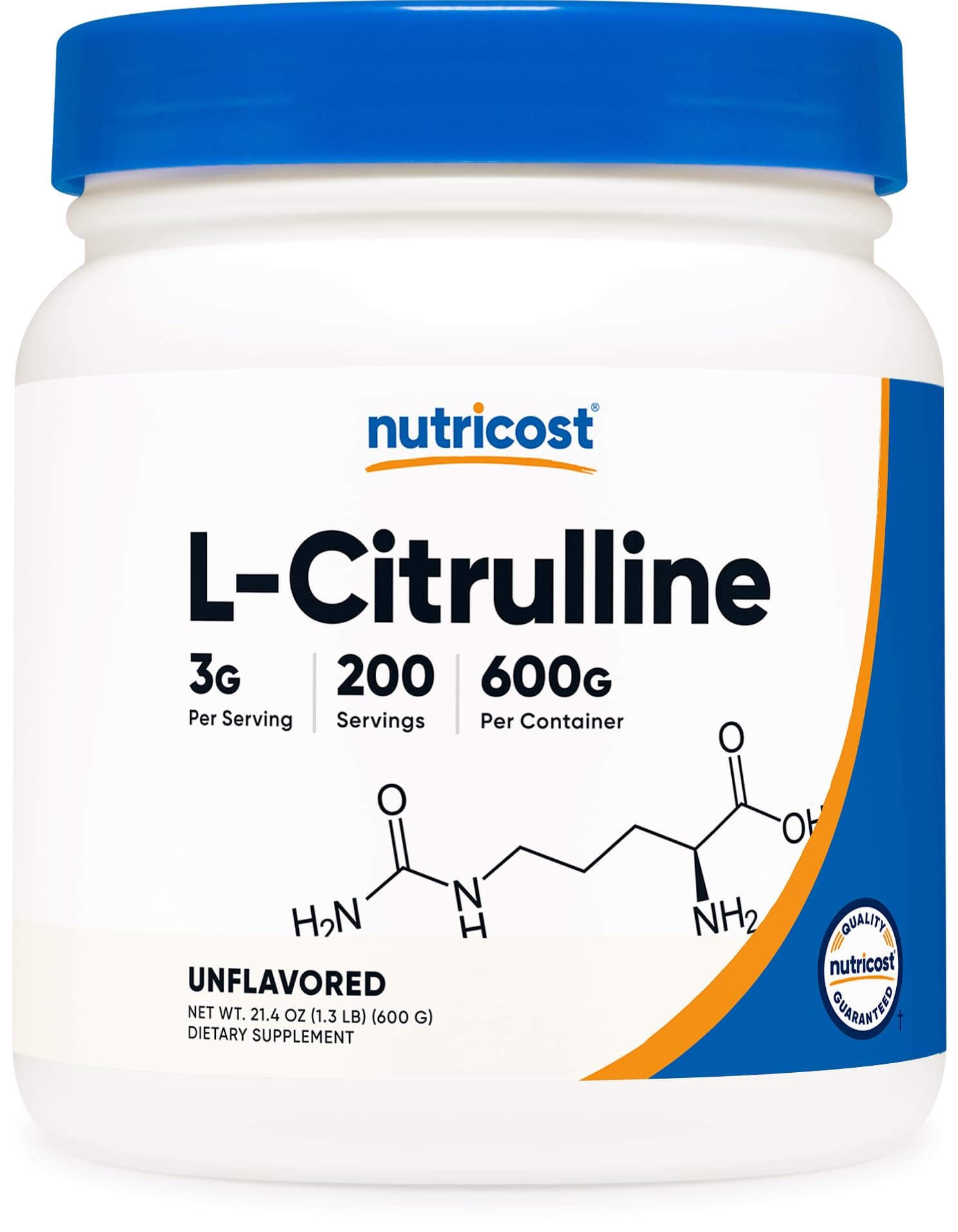 Nutricost Pure L-Citrulline (Base) Powder (600 Grams) 1.32 Pound (Pack of 1)