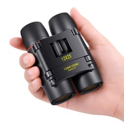 POLDR 12X25 Small Pocket Binoculars Compact Adults,Mini Kids Binoculars Boys for Bird Watching,Concert Theater Opera 12X25 Black