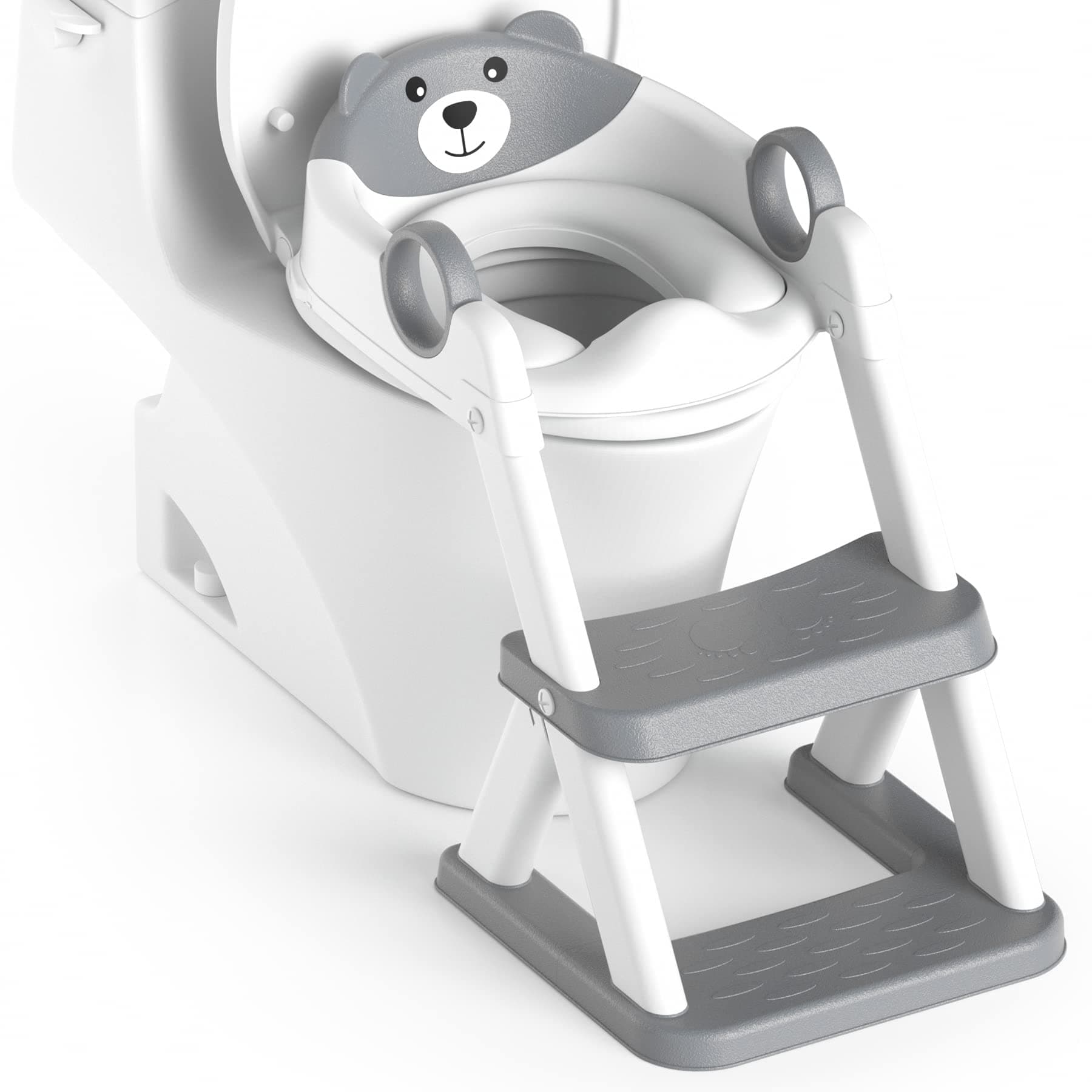 Potty Training Seat, Upgrade Toddler Toilet Seat for Kids Boys Girls, 2 in 1 Potty Training Toilet, Splash Guard Anti-Slip Pad Step Stool AA-Gray