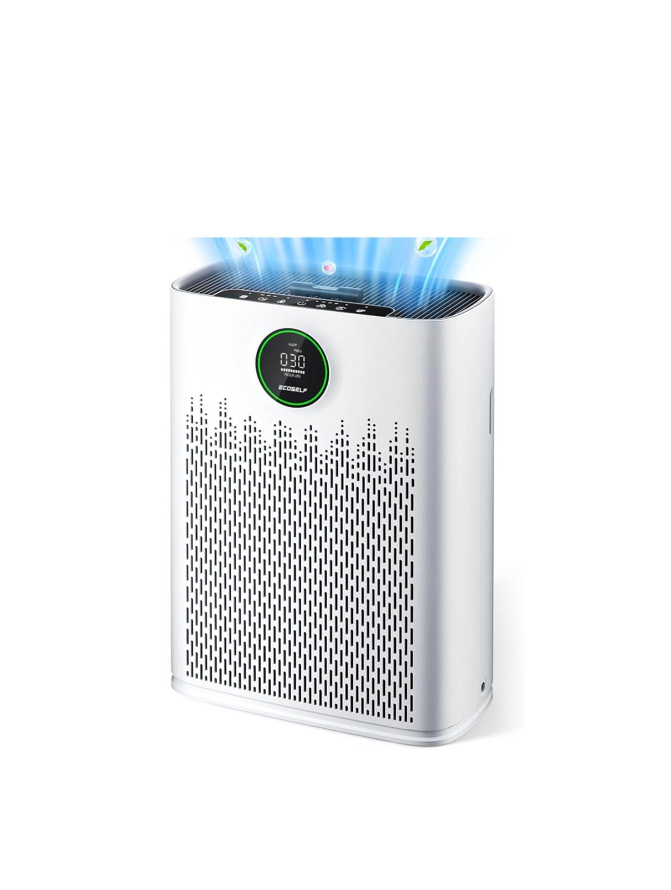 ECOSELF Air Purifiers for Home Large Room, Cover Up to 2400 Ft² with True HEPA Filter, Smart Mode, PM2.5 Air Quality Display, 22dB Sleep Mode, Aromatherapy with 2X-Purification & 360°Air Outlet, HAP603, White Bright White