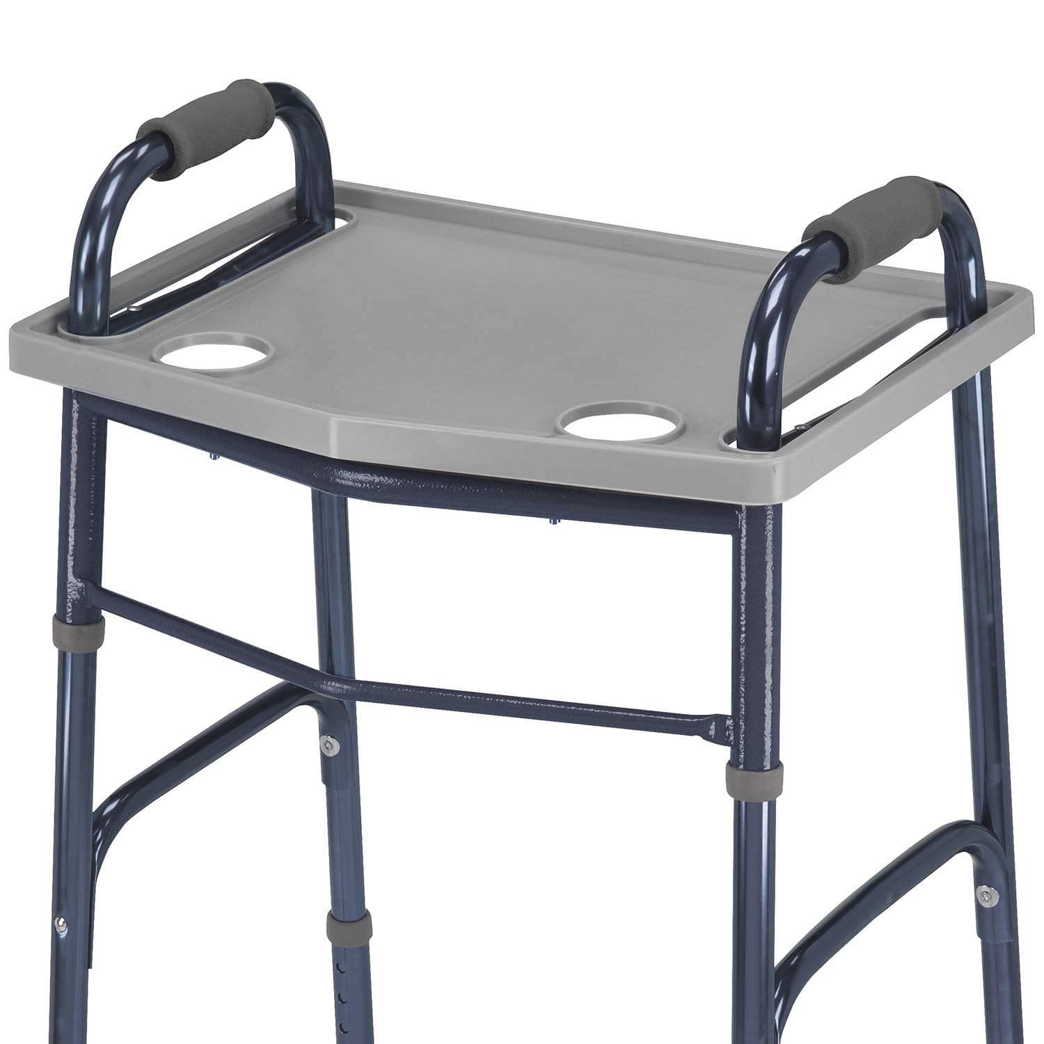 DMI Walker Tray With Cup Holders, Walker Tray For Folding Walkers, Mobility Accessory for Seniors, Tray Table for Standard Walkers, Multipurpose and Portable, Gray 1 Count (Pack of 1)