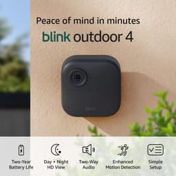 Blink Outdoor 4 – Wireless smart security camera, two-year battery life, 1080p HD day and infrared night live view, two-way talk. Sync Module Core included – 2 camera system Camera (2-year battery life) 2 Camera System
