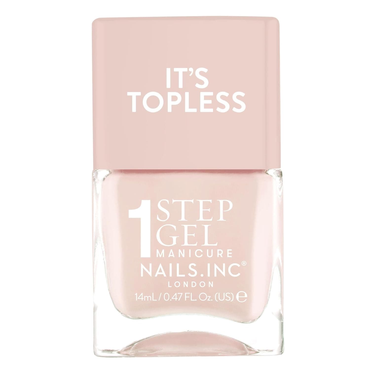 Nails Inc It's Topless Gel-Like Nail Polish, 4-in-1 Base Coat, Treatment, Color & Top Coat, Long Lasting, Strong, Chip Free Nails, Glossy Salon Quality Manicure, Air Dry Nail Polish, Renee, 0.47 Fl Oz Renee - Sheer Nude