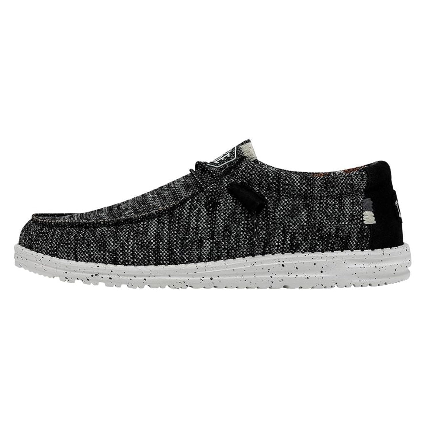 HEYDUDE Men's Wally Sox | Men’s Shoes | Men's Lace Up Loafers | Comfortable & Light-Weight 7 Black White