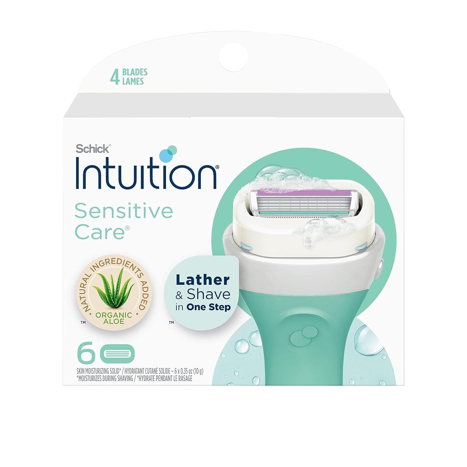 INTUITION Schick Refill, Razors for Women Sensitive Skin | Intuition Razor Blades Refill with Organic Aloe, Razor Refills , 6 Count (Pack of 1) Organic Aloe 1 Count (Pack of 6)