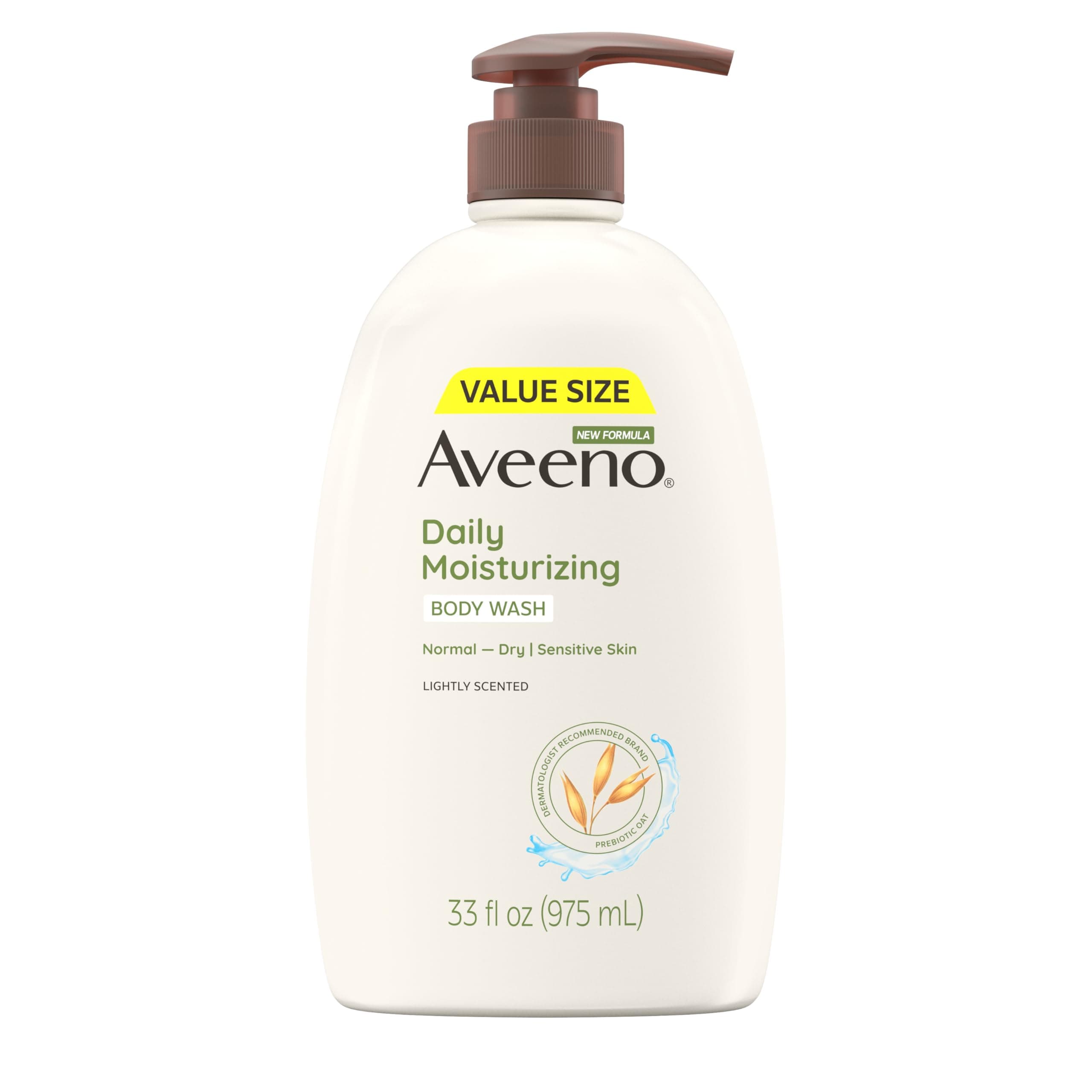 Aveeno Daily Moisturizing Body Wash for Women and Men for Dry & Sensitive Skin, Paraben, Soap & Dye-Free, Gentle Shower Cleanser, Dermatologist Recommended Brand, Lightly Scented, 33 Fl Oz Lightly Scented 33 Fl Oz (Pack of 1)