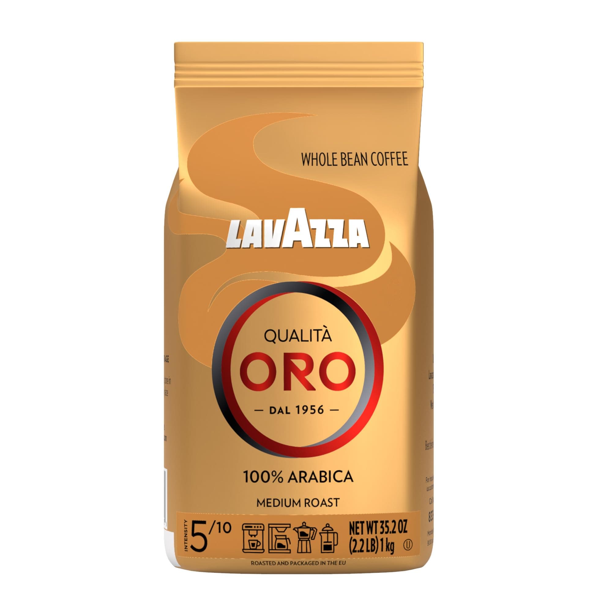 Lavazza Qualità Oro Whole Bean Blend, Medium Roast, 2.2 Pound (Pack of 1) ,100% Arabica, Central America & African highland origins, Fruity & Aromatic Qualita Oro 35.27 Ounce (Pack of 1)