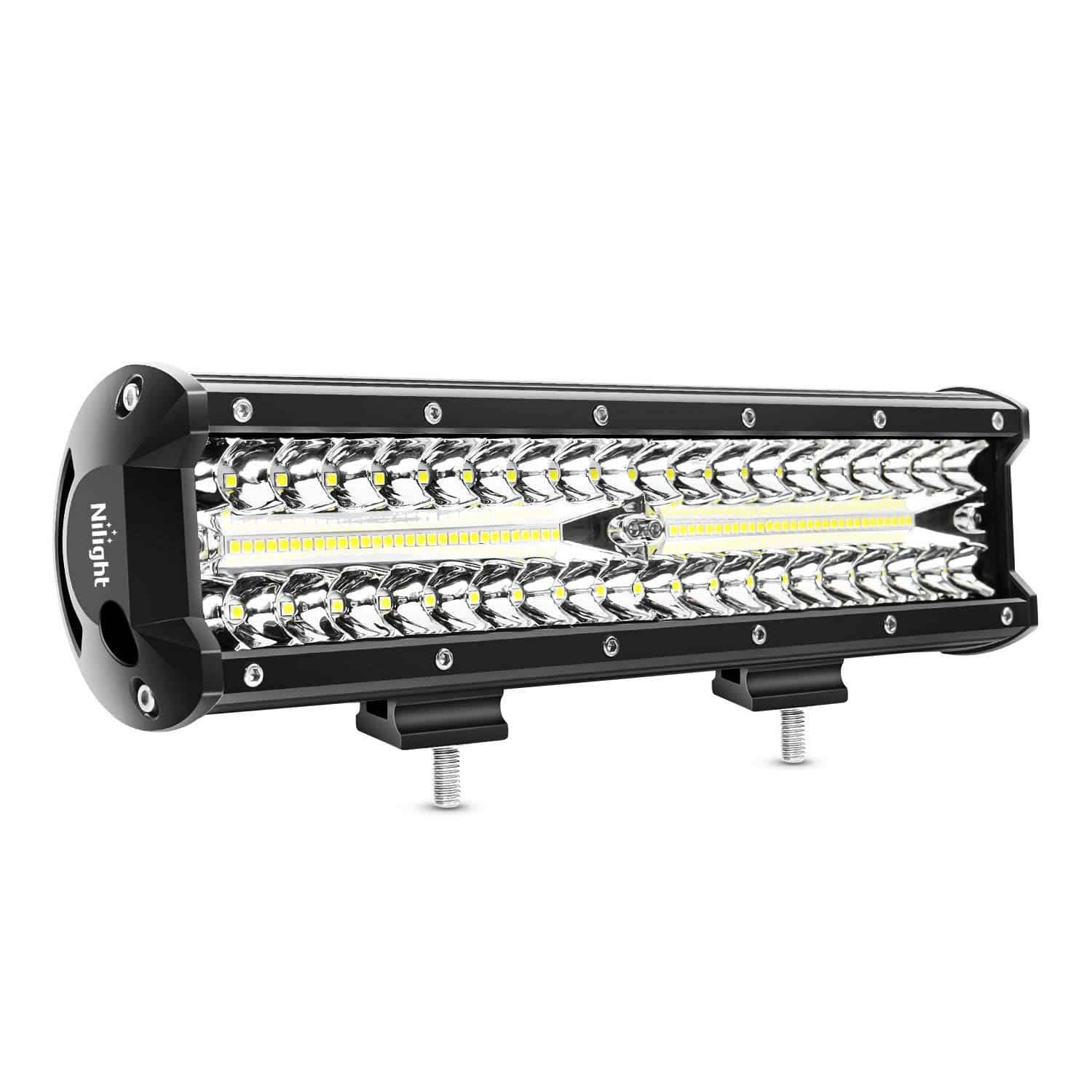 Nilight Led Light Bar 12Inch 300W Triple Row Flood Spot Combo 30000LM Bar Driving Boat Lighting Led Off Road Lights for Trucks,2 Years Warranty White Light Bar