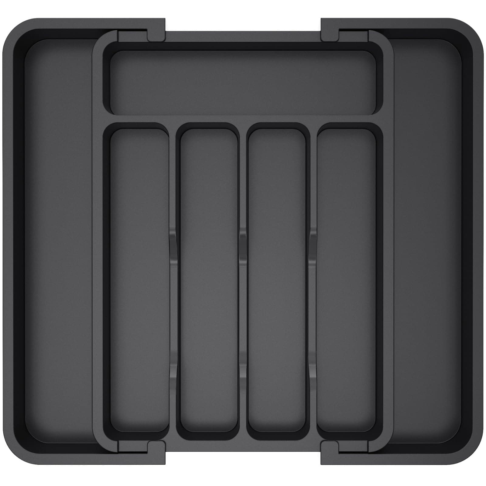 Lifewit Silverware Drawer Organizer, Expandable Utensil Tray for Kitchen, BPA Free Flatware and Cutlery Holder, Adjustable Plastic Storage for Spoons Forks Knives, 8.5"-14.1" x 12.1", Black Black Medium(8.5-14''W x 12''D)