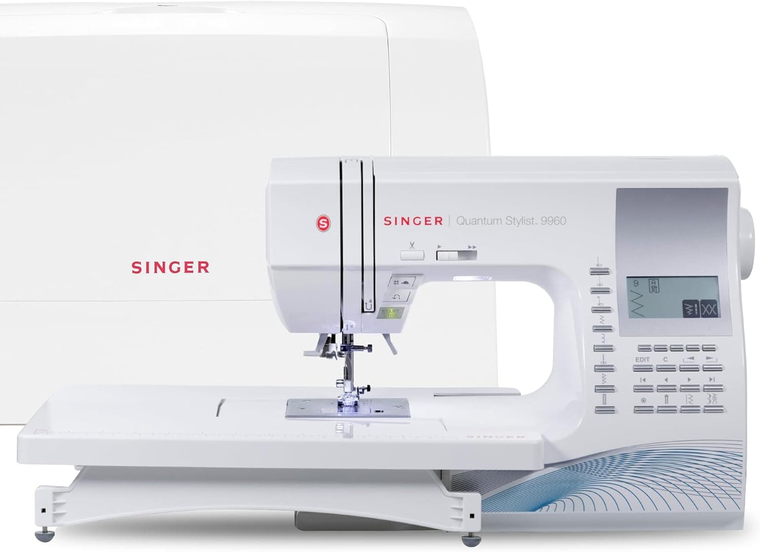 SINGER Quantum Stylist 9960 Computerized Sewing & Quilting Machine with Extension Table, Hard Case & Accessories | 600 Stitches, Lettering, LED Light, 1-Step Buttonhole & High-End Touch Controls 9960 Sewing Machine