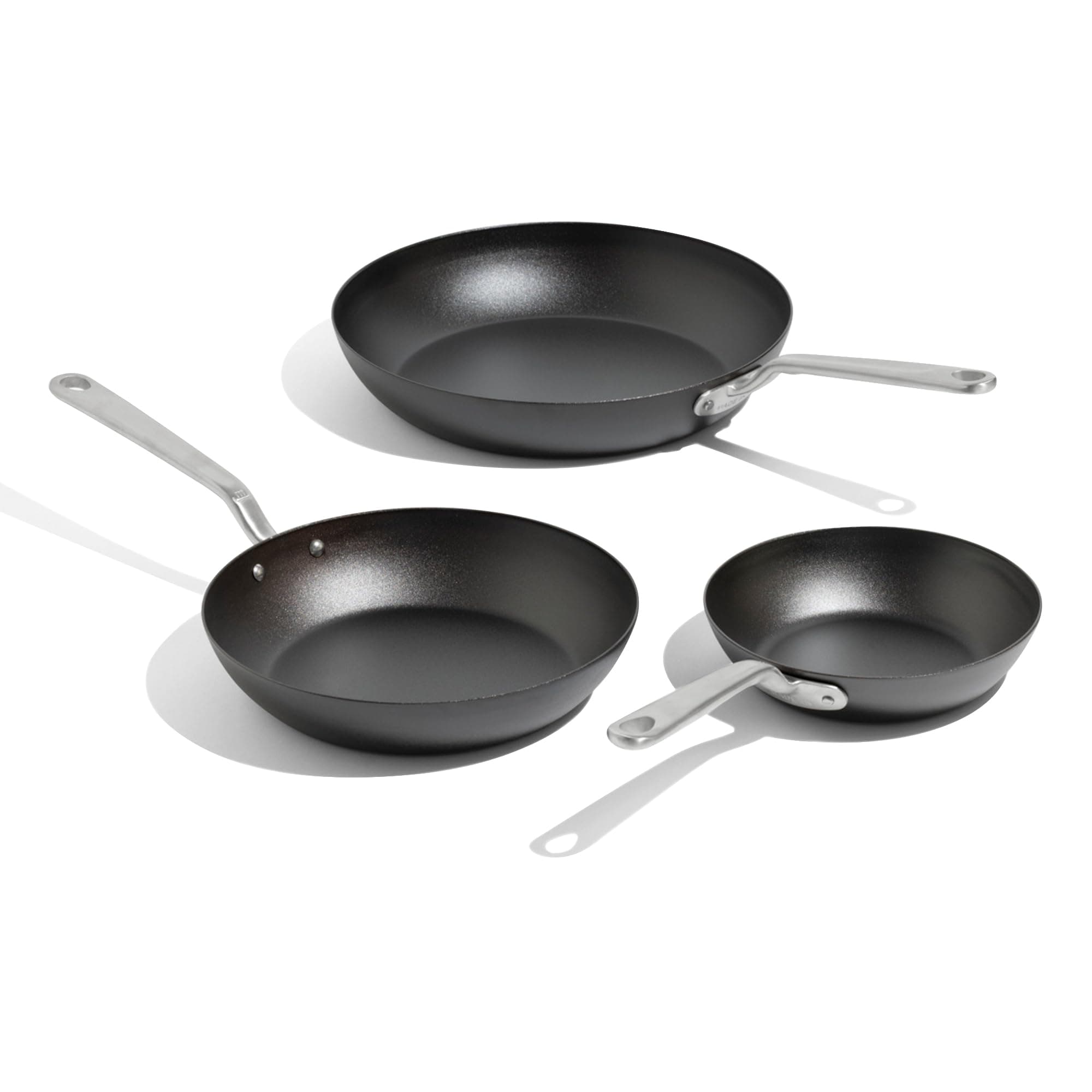 Made In Cookware - 3 Piece (Includes 8",10",12") Seasoned Blue Carbon Steel Frying Pan - (Like Cast Iron, but Better) - Professional Cookware - Crafted in Sweden - Induction Compatible 3 Piece Set Seasoned Carbon Steel Pan