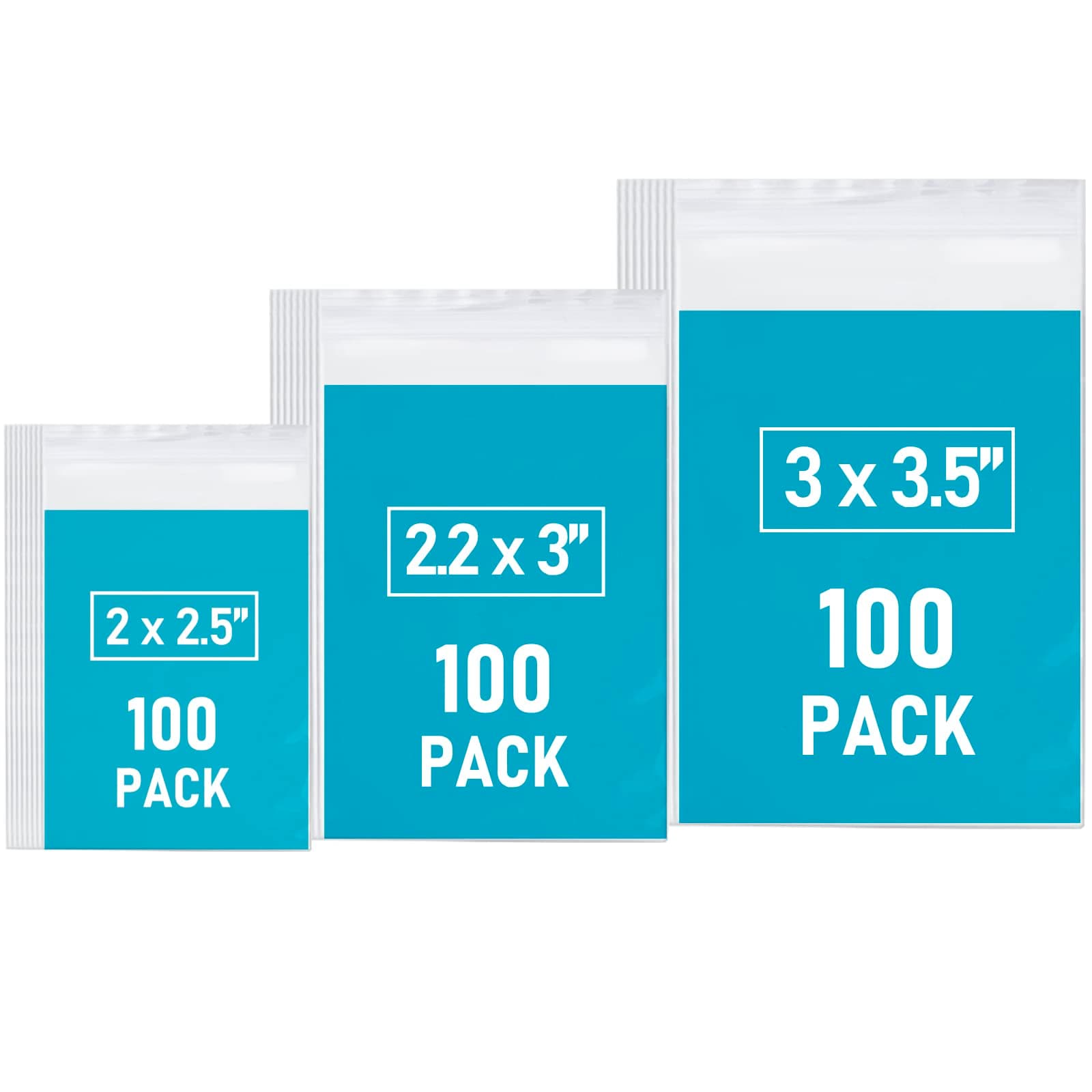 Small Plastic Bags, 300 PCS Mini Baggies, 3 Assorted Sizes, Transparent Jewelry Bag Reclosable, Clear Bag, Resealable Poly Bags for Pill, Beads, Screws, Packaging 300Pcs Combo
