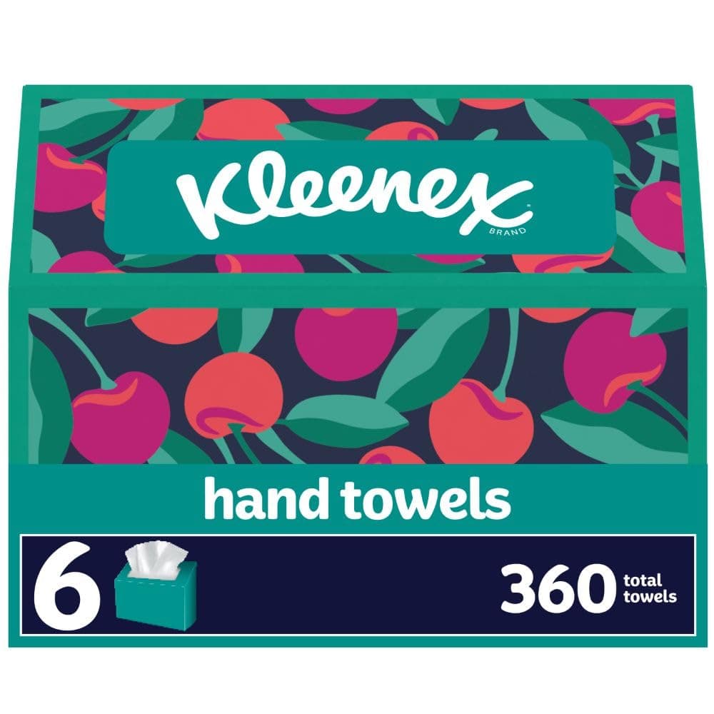 Kleenex Disposable Paper Hand Towels, 6 Boxes, 60 Tissues per Box (360 Total Tissues), Packaging May Vary 60 Towels (Pack of 6) White