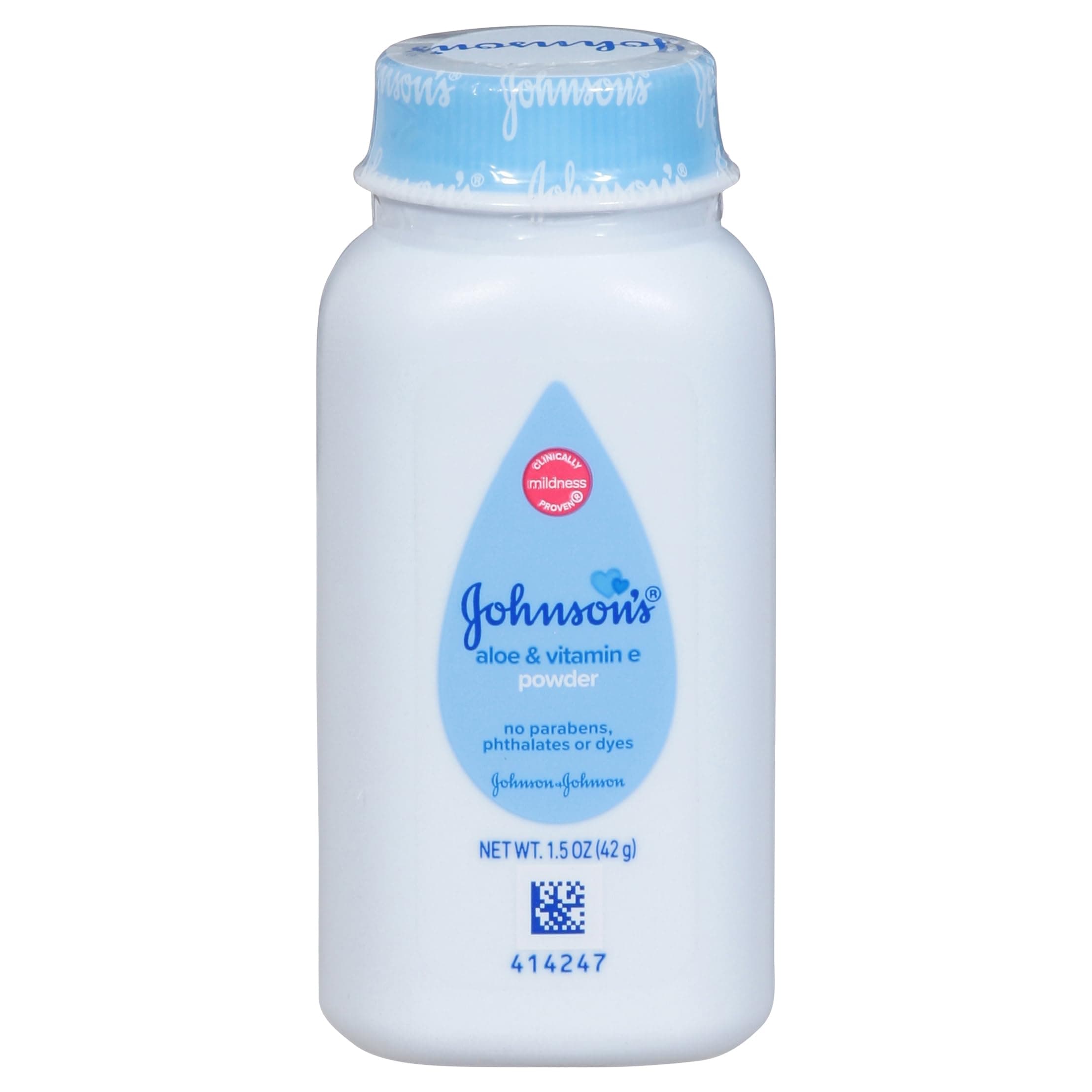 Johnson's Baby Naturally Derived Cornstarch Baby Powder with Aloe and Vitamin E for Delicate Skin, Hypoallergenic and Free of Parabens, Phthalates, and Dyes for Gentle Baby Skin Care, 1.5 oz Fresh 1.5 Ounce (Pack of 1)