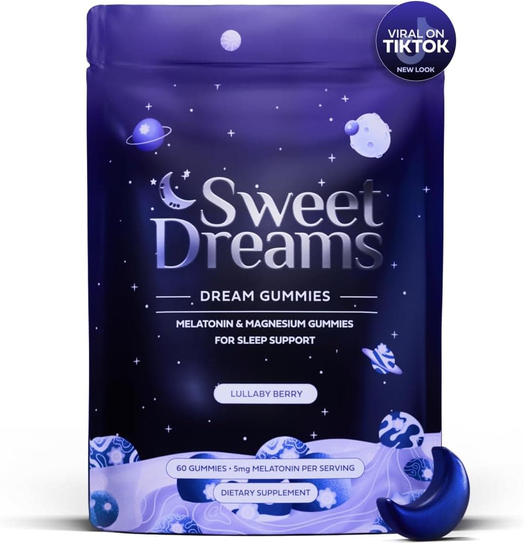 SweetDreams Dream Gummies Natural Sleep Aid for Adults, 5mg Melatonin, Magnesium, & L-Theanine - Vegan Gummy Supplement - Melatonin Gummies for Deeper Sleep (60 Count - Lullaby Berry)