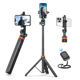 EUCOS 62" Phone Tripod, Tripod for iPhone & Selfie Stick with Remote, Extendable Cell Phone Stand & Ultimate Phone Holder, Solidest Phone Stand Compatible with iPhone/Android Inferno Mix Carbon Black