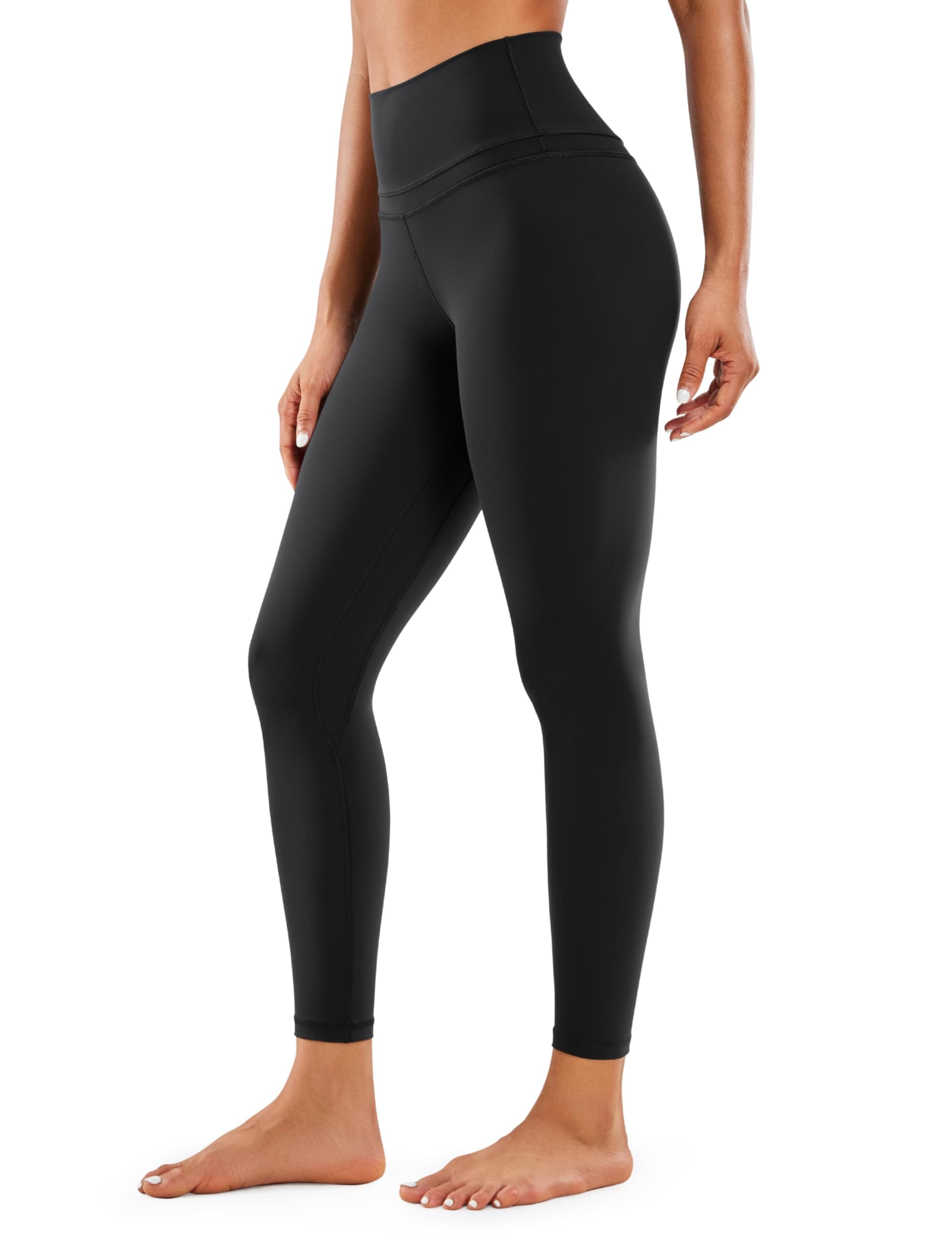 CRZ YOGA Naked Feeling Workout Leggings 25'' - High Waist Yoga Training Tight Womens Pants Regular Medium Black