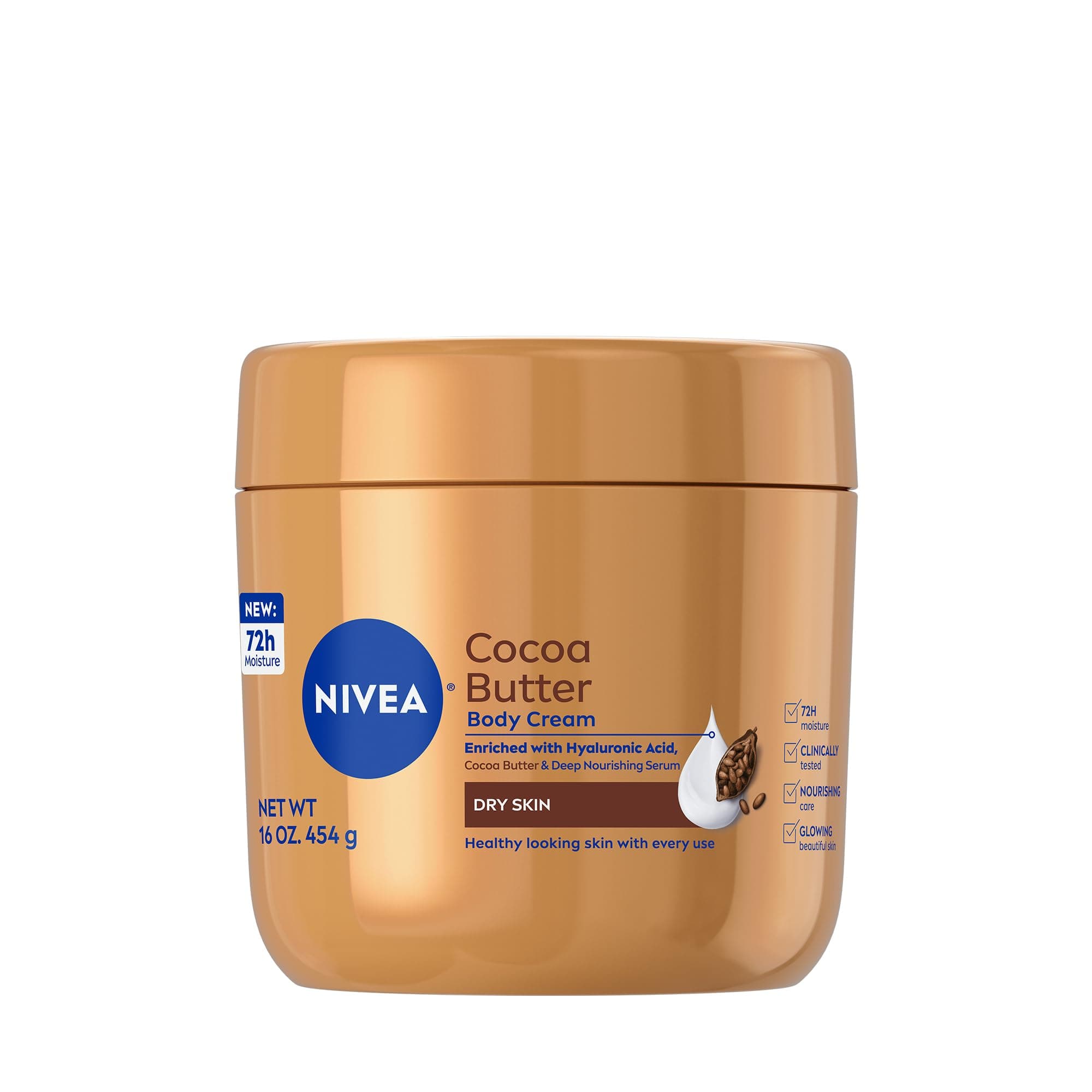 NIVEA Cocoa Butter Body Cream with Deep Nourishing Serum, Cocoa Butter Cream for Dry Skin, 16 Ounce Jar Cream 15.5 oz