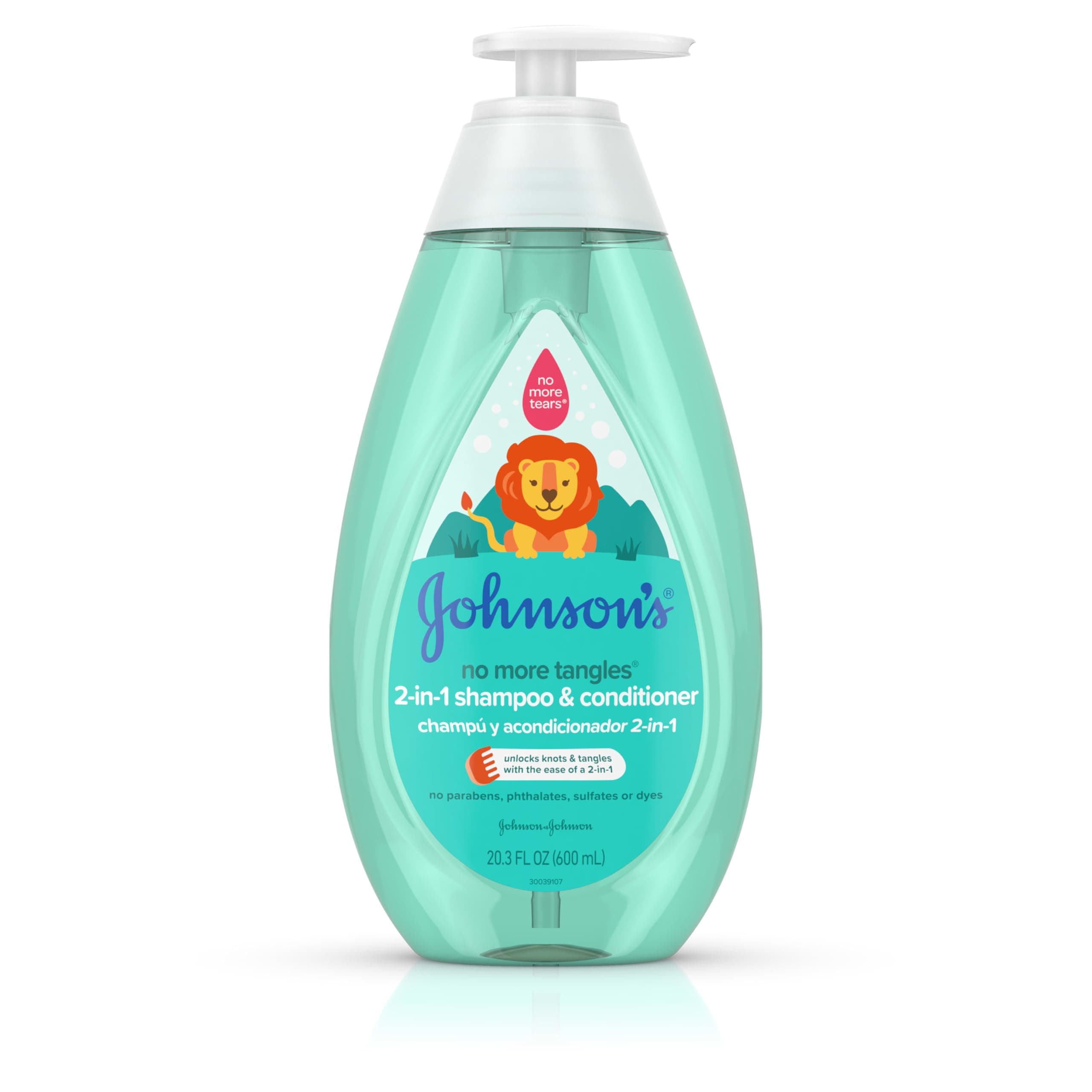 Johnson's Kids No More Tangles 2-in-1 Detangling Shampoo & Conditioner for Kids & Toddlers, Gentle & No More Tears, Hypoallergenic & Free of Parabens, Sulfates & Dyes, 20.3 fl. oz 20.3 Fl Oz (Pack of 1)