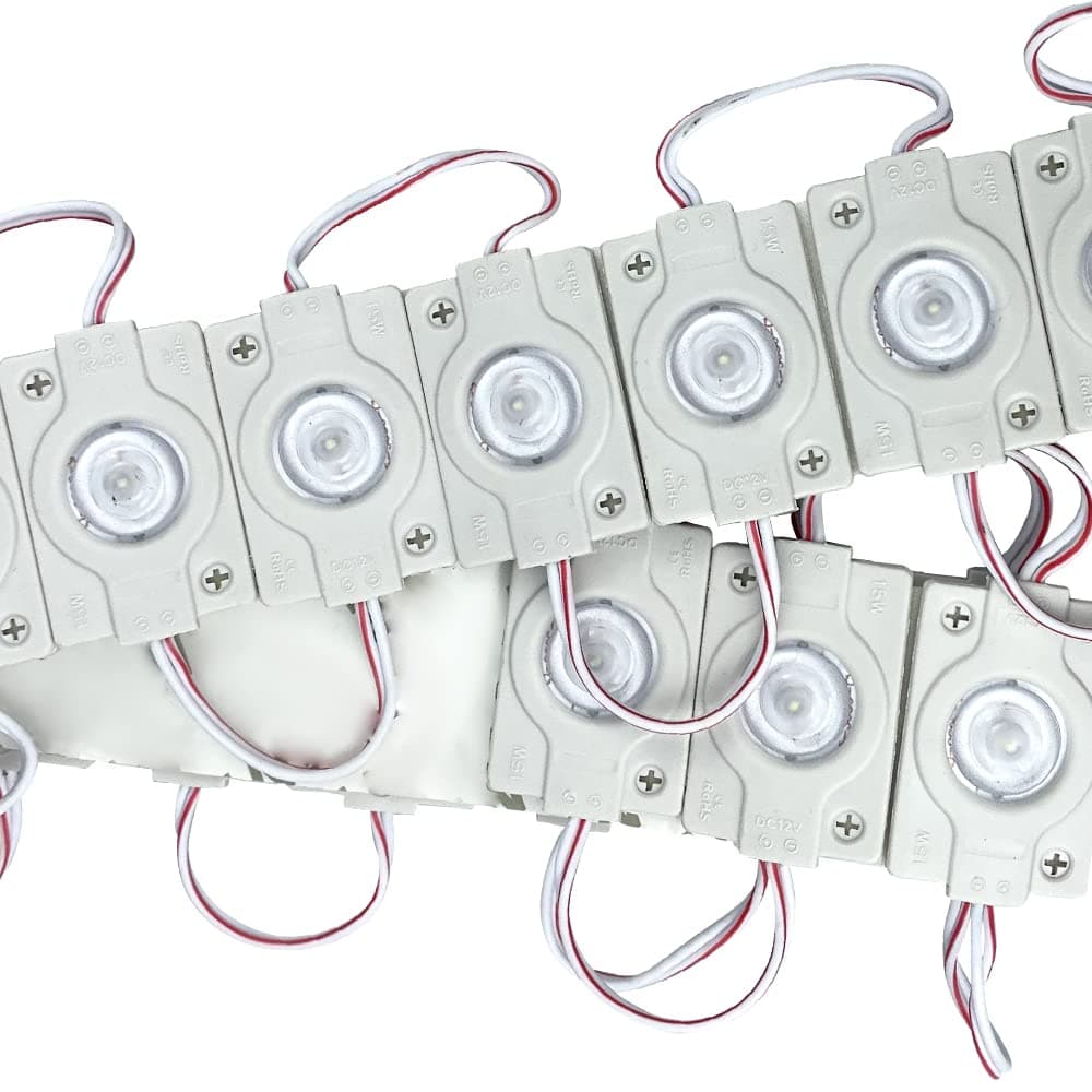 Yolu Yolu 20pcs Super Bright 1 LED Injection Module Strip Lights 3030 SMD LEDs with Lens 12V 1.5W Light for Letter Sign Advertising Signs Storefront Garage-White