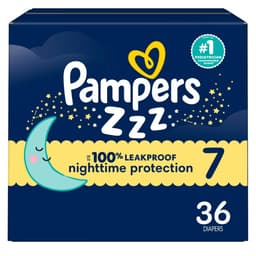 Pampers ZZZ Overnight Diapers, Size 7 (41+ lbs), 36 Count, Nighttime Protection Disposable Baby Diaper, Night Time Leak and Skin Protection Size 7 36