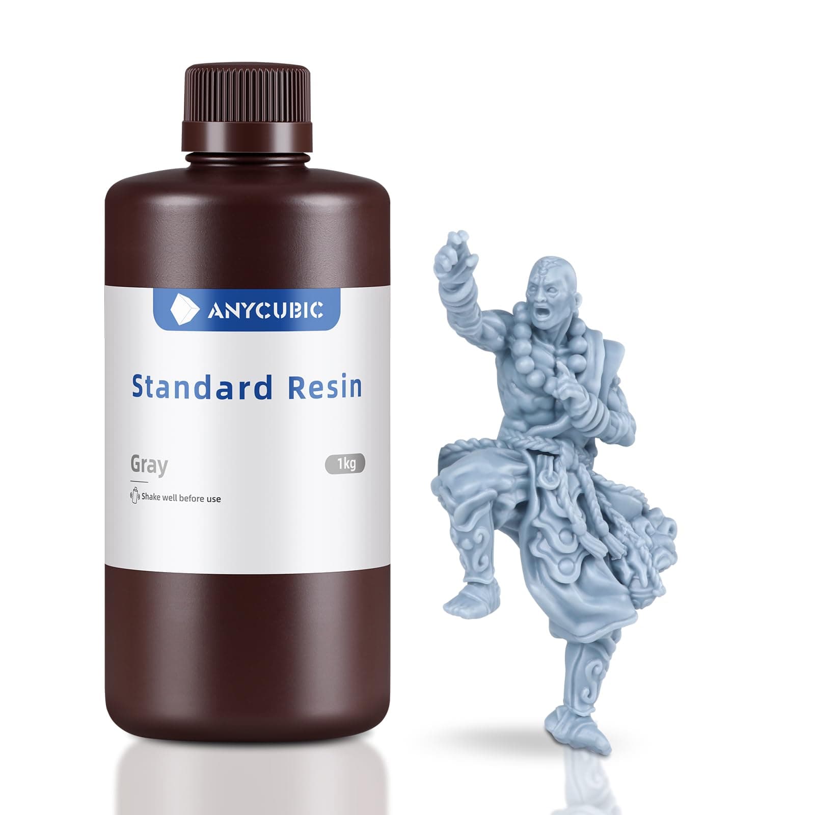 ANYCUBIC 3D Printer Resin, 405nm High Precision Fast Curing UV Photopolymer Resin for LCD 3D Printing, 1kg Grey Grey 1kg