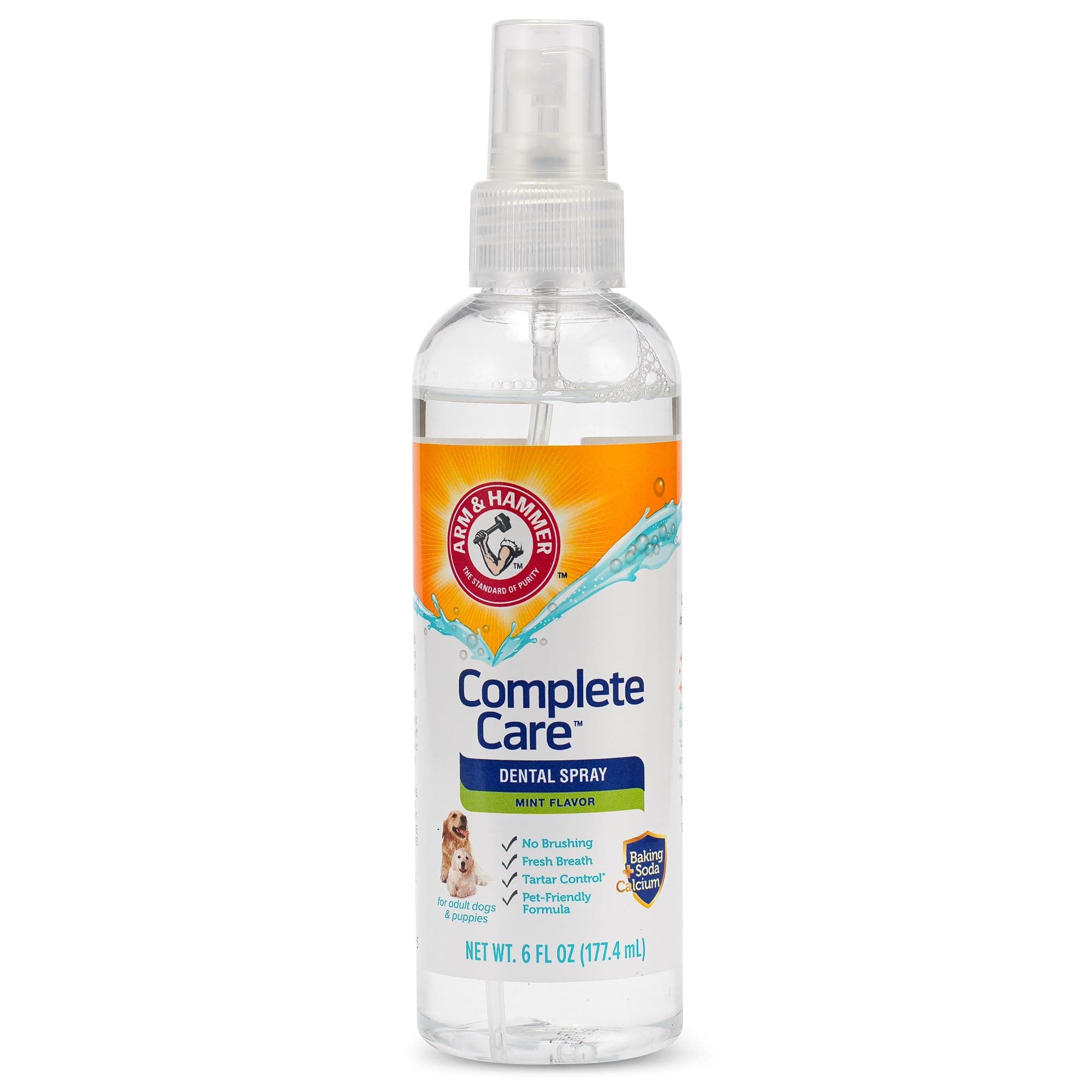 Arm & Hammer Complete Care Dog Dental Spray, Mint Flavor, Easy Brushless Dog Breath Freshener, Baking Soda Enhanced Formula for Fresh Dog Breath, 6oz Complete Care 6 Fl Oz (Pack of 1)