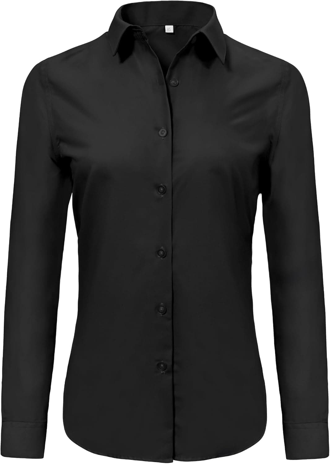 Ruisin Super Soft Wrinkle Free Button Down Shirts for Women Solid Long Sleeve Striped Formal Work Dress Blouses Tops Large Black
