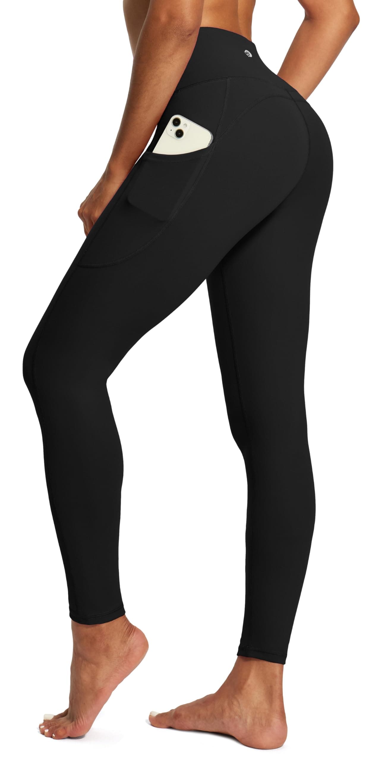 IUGA High Waist Yoga Pants with Pockets, Leggings for Women Tummy Control, Workout Leggings for Women 4 Way Stretch Black Large