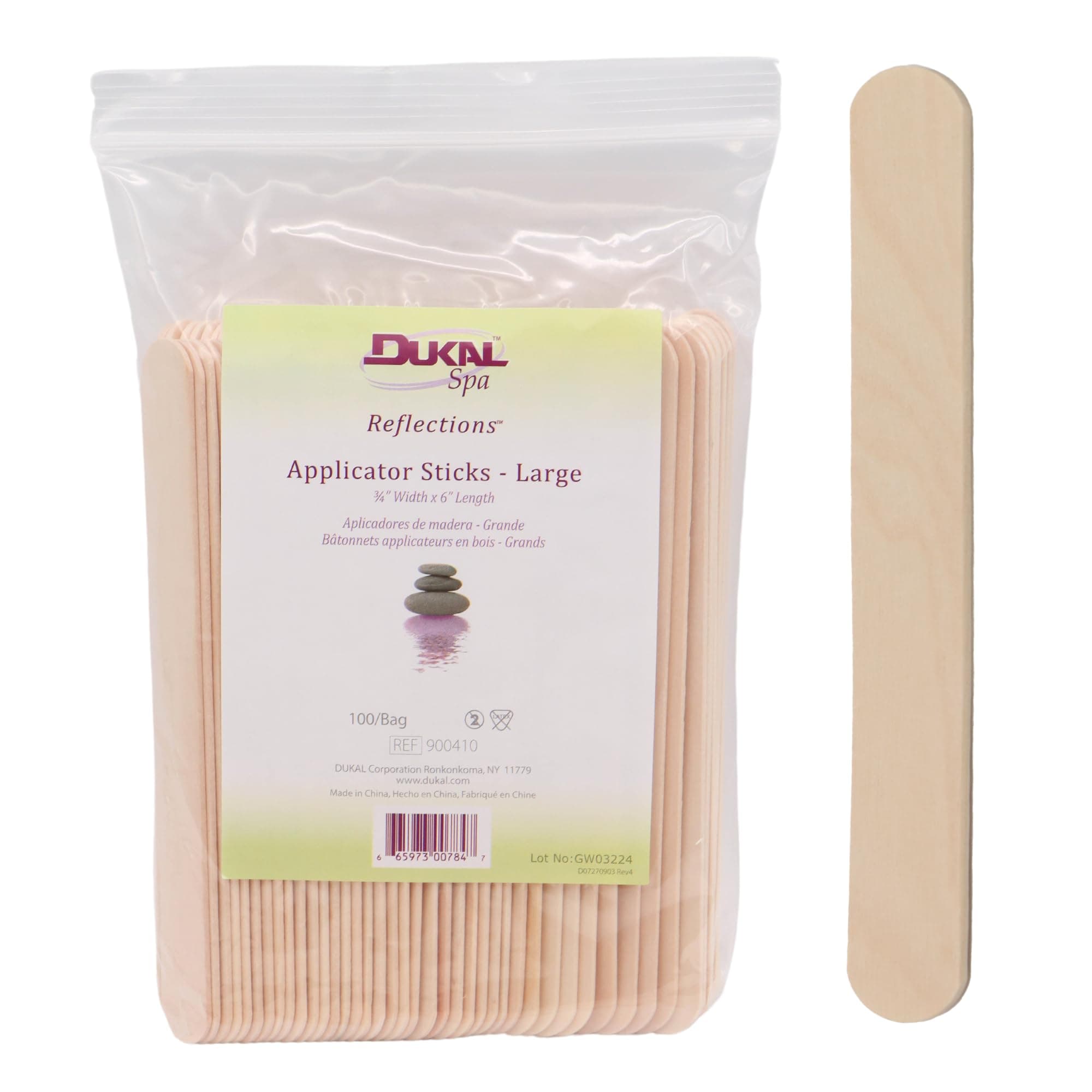 Dukal Large Wooden Wax Sticks - Body Hair Removal Applicator for Waxing, ¾” x 6” (Pack of 100) 100 Count (Pack of 1)