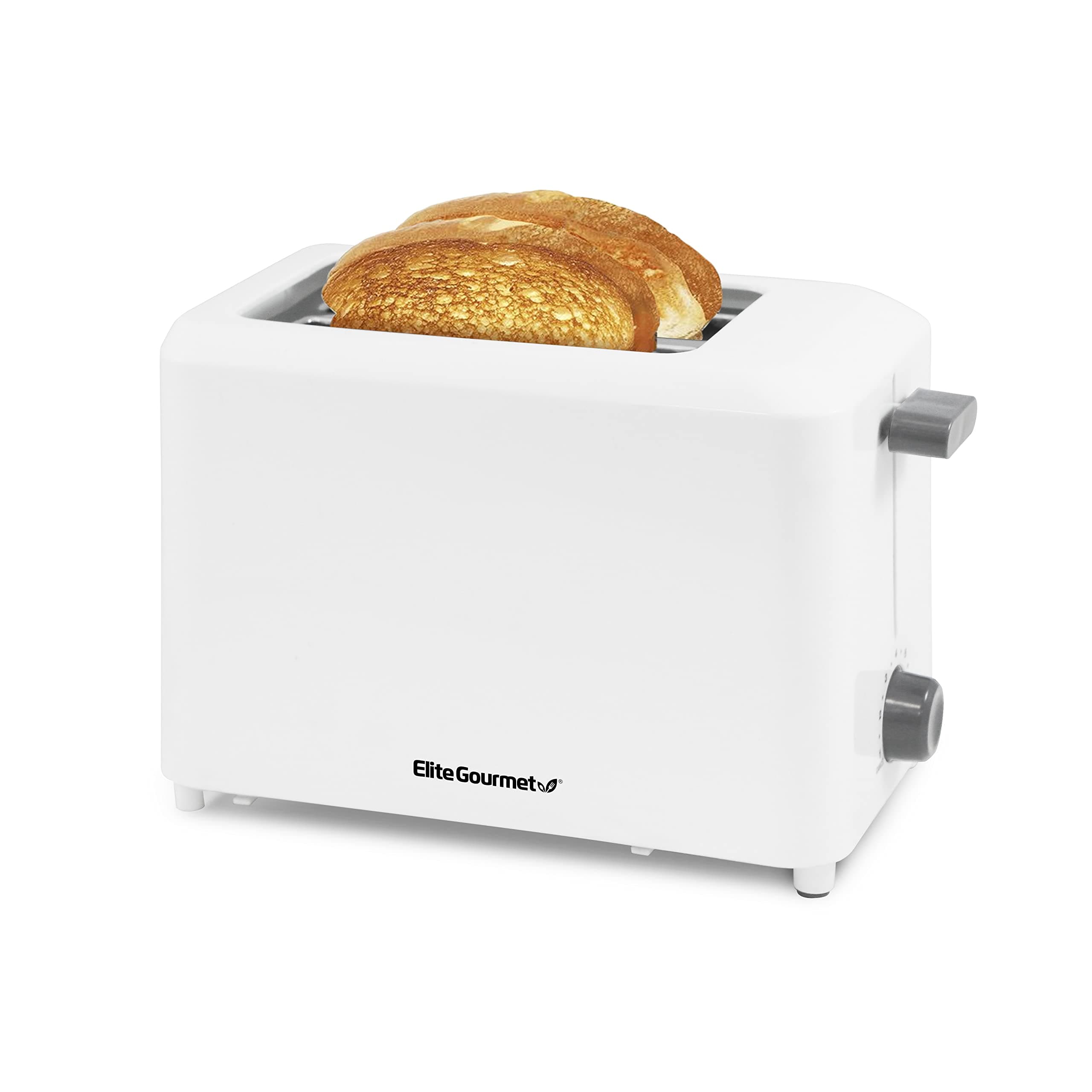 Elite Gourmet ECT-1027 Cool Touch Toaster, 7 Toast Settings Cancel Functions, Slide Out Crumb Tray, Extra Wide 1.5" Slots for Bagels Waffles Specialty Breads, Puff Pastry, Snacks, White 2 Slice