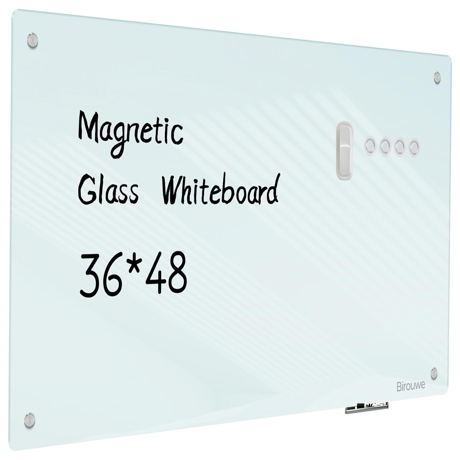 Magnetic Glass Whiteboard - Glass Dry Erase Board 48"x36" Large Frameless Board for Walls Office School and Home 48*36 White