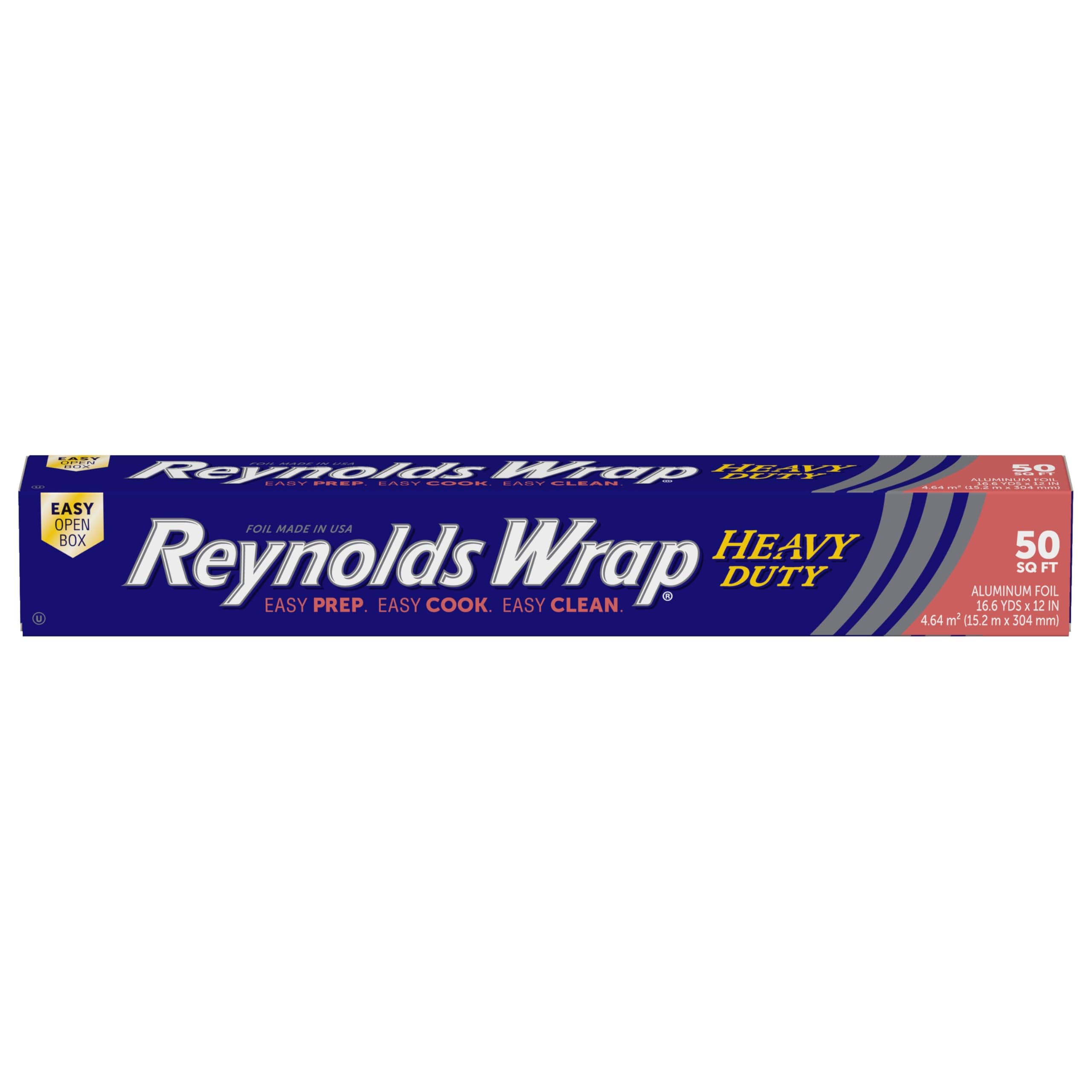 Reynolds Wrap Heavy Duty Aluminum Foil Roll, Thick Heavy Duty Foil for Added Strength and Durability, Secure Easy Open and Close Tab, 12 Inches Wide, 50 Sq. Ft. Silver 50 Sq Ft (Pack of 1)