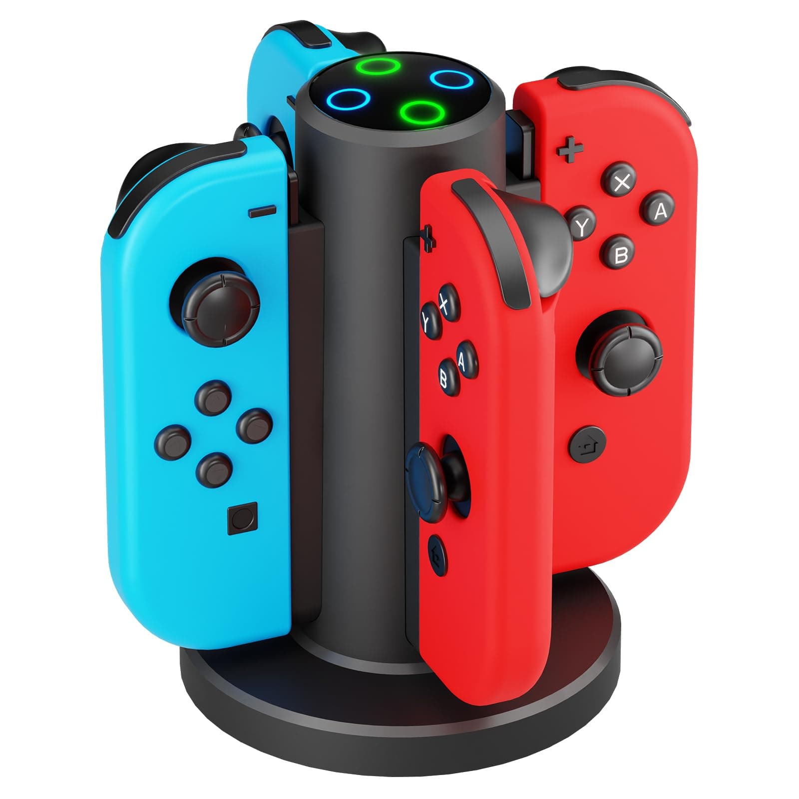 HONCAM Joycon Charging Dock for Switch Controller, Switch Accessories Compatible with Joycon,4 in 1 Charger with a USB Type-C Cord, Black