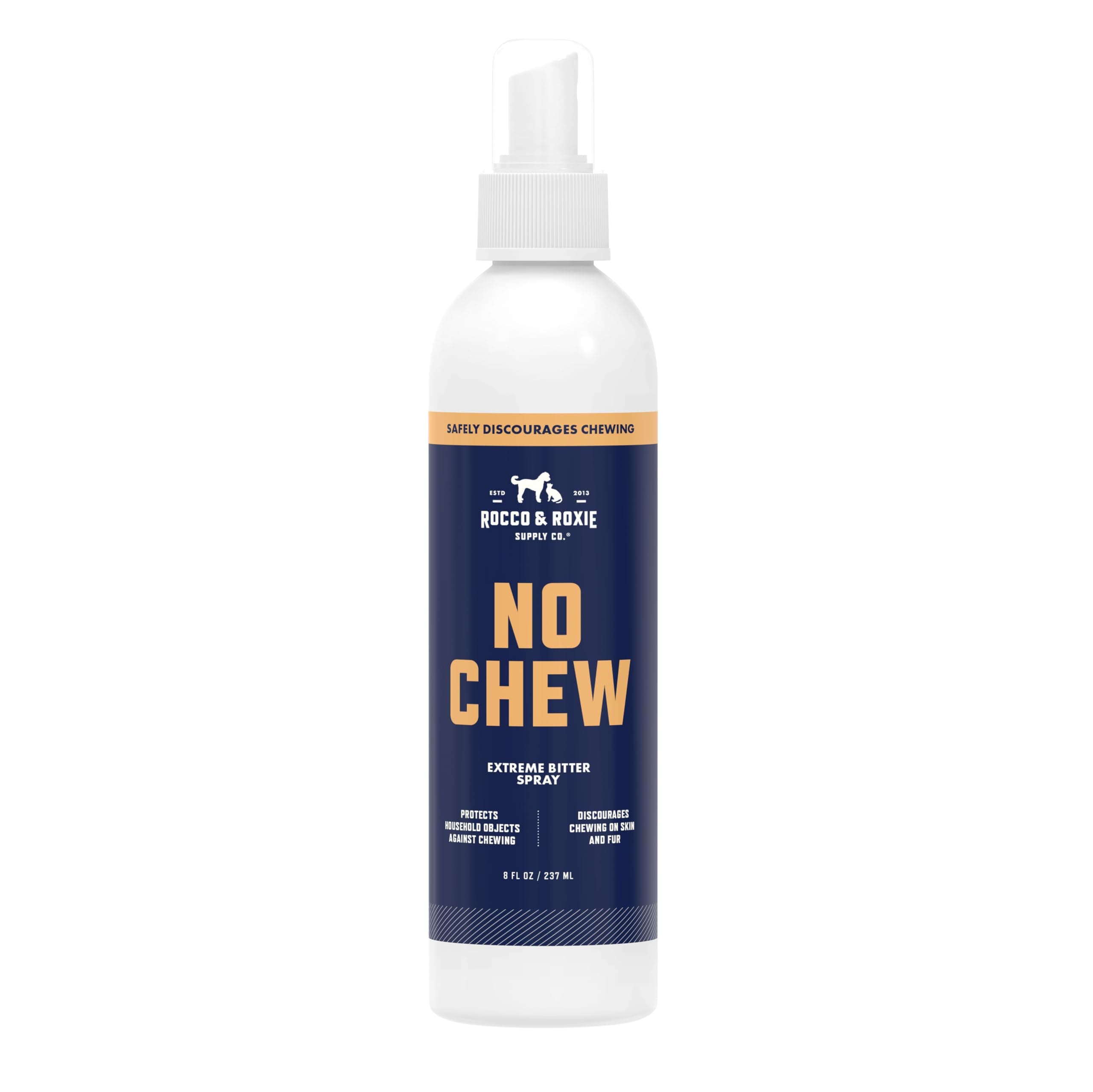 Rocco & Roxie No Chew Spray for Dogs, Bitter Dog Training Aid, Alcohol-Free Puppy Deterrent Formula with Calming Copaiba Oil, Safe Anti-Chew Solution for Skin, Furniture, Wounds & Plants - 8 oz No Chew 8 oz